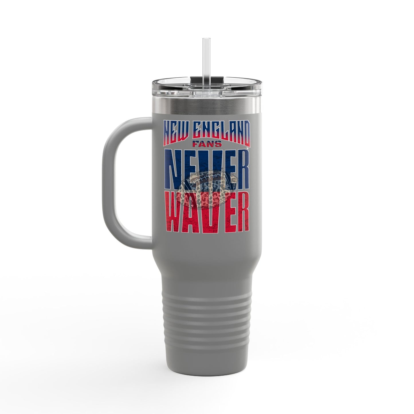 New England Fans Never Waver W-Leopard Football Insulated Travel Mug, 40oz - Never Waver