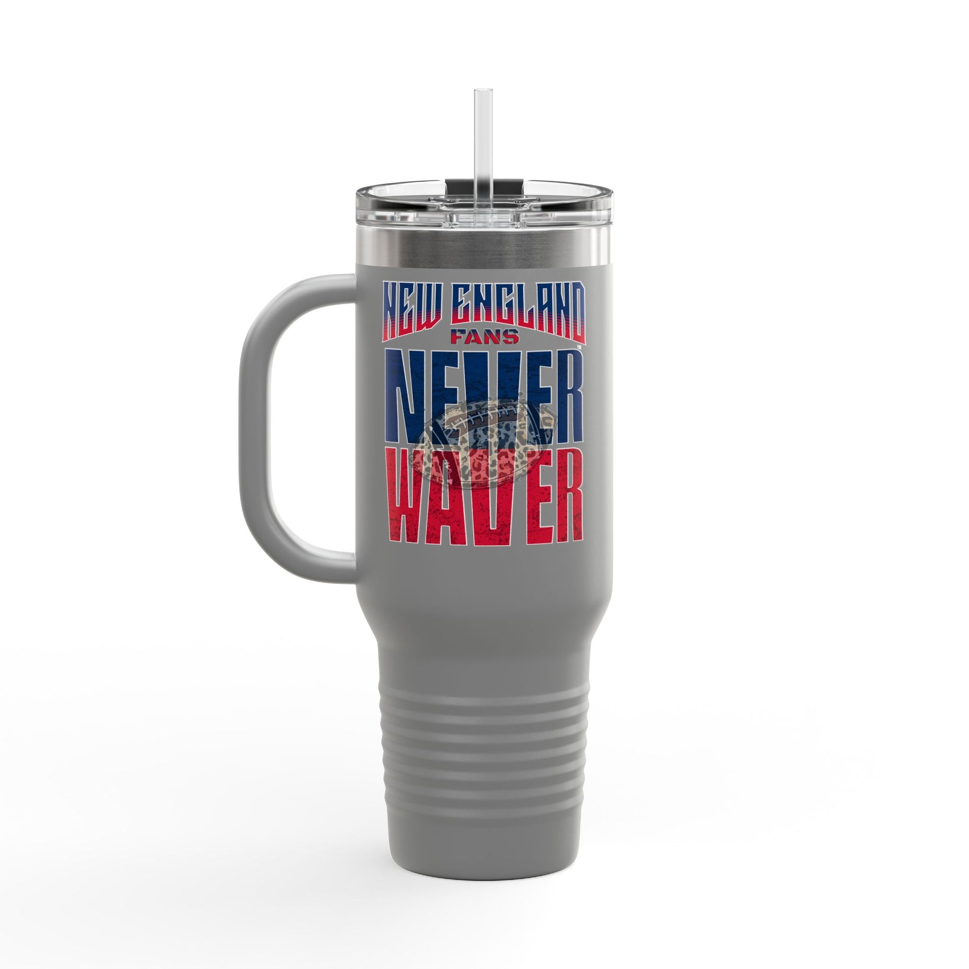 New England Fans Never Waver W-Leopard Football Insulated Travel Mug, 40oz - Never Waver
