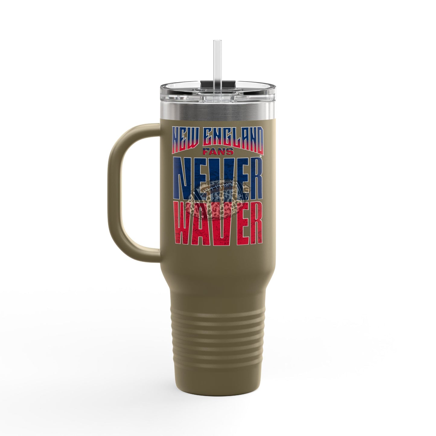 New England Fans Never Waver W-Leopard Football Insulated Travel Mug, 40oz - Never Waver