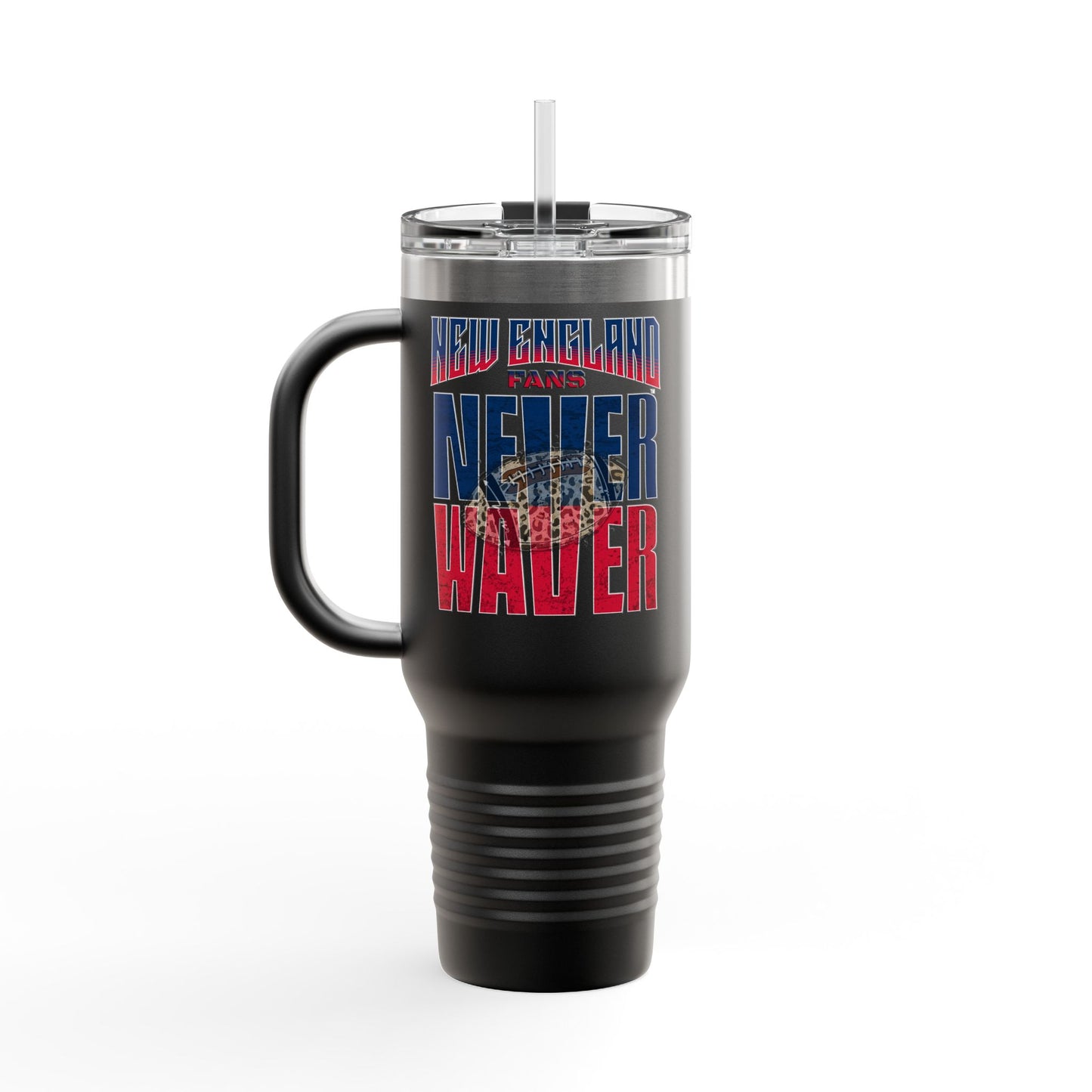 New England Fans Never Waver W-Leopard Football Insulated Travel Mug, 40oz - Never Waver