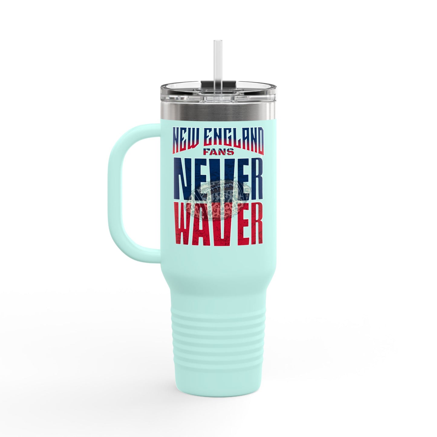 New England Fans Never Waver W-Leopard Football Insulated Travel Mug, 40oz - Never Waver