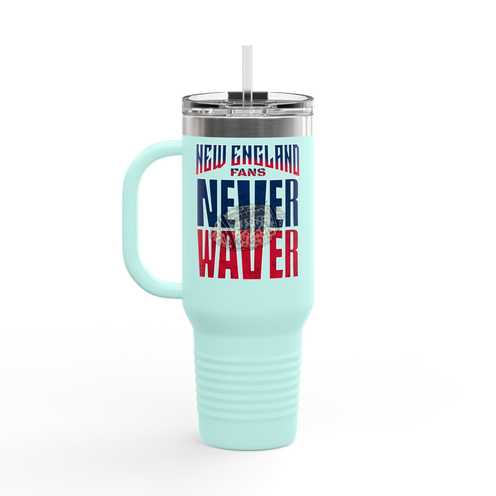 New England Fans Never Waver W-Leopard Football Insulated Travel Mug, 40oz - Never Waver