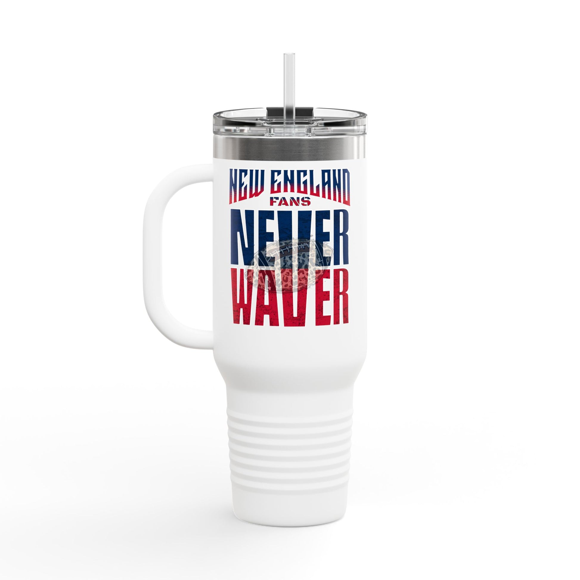 New England Fans Never Waver W-Leopard Football Insulated Travel Mug, 40oz - Never Waver
