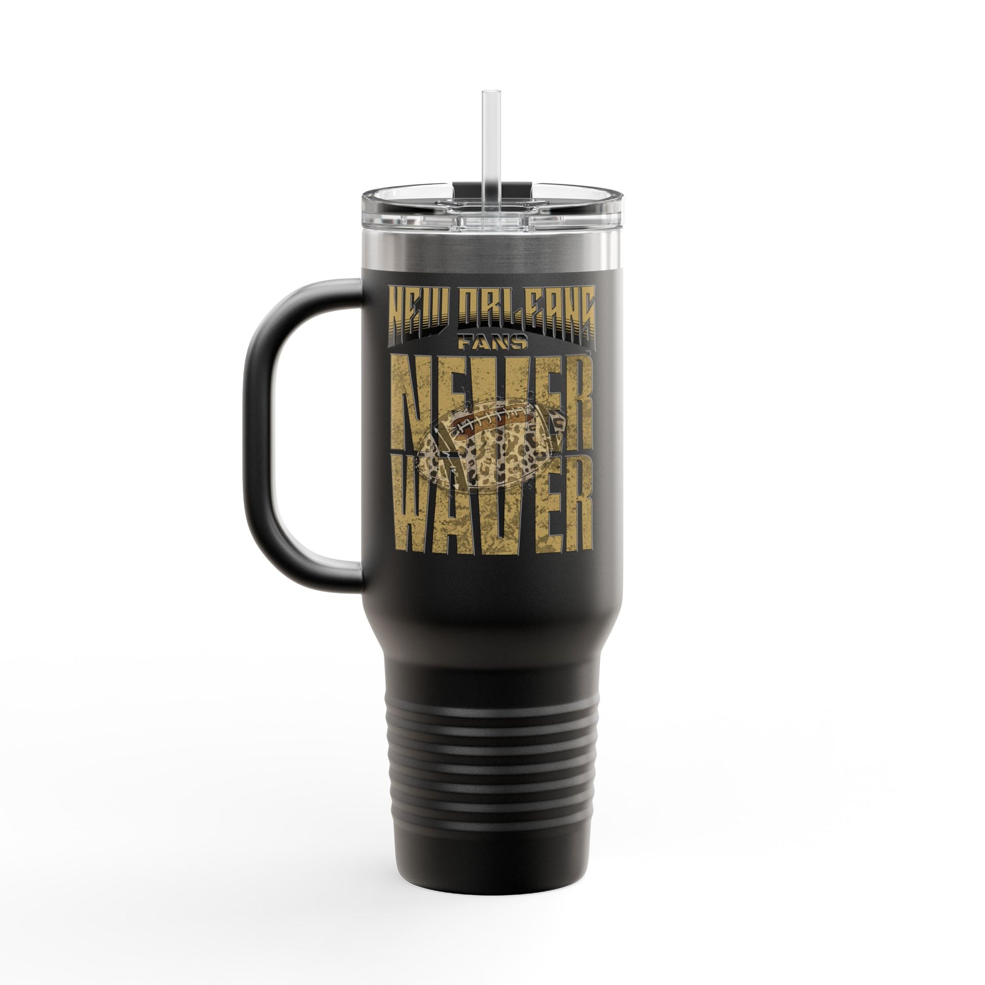 New Orleans Fans Never Waver W-Leopard Football Insulated Travel Mug, 40oz - Never Waver
