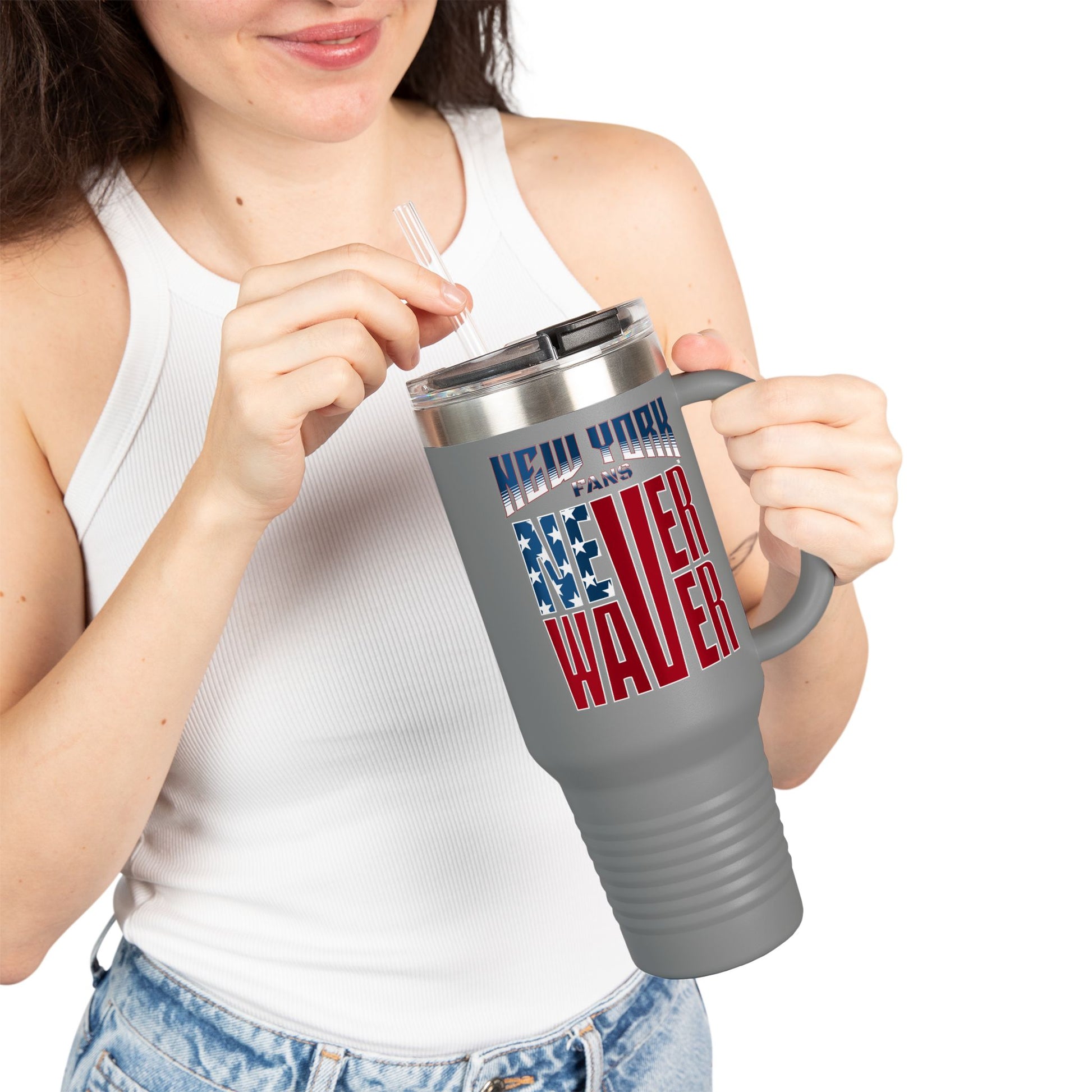 New York Fans Never Waver Insulated Travel Mug, 40oz - Never Waver