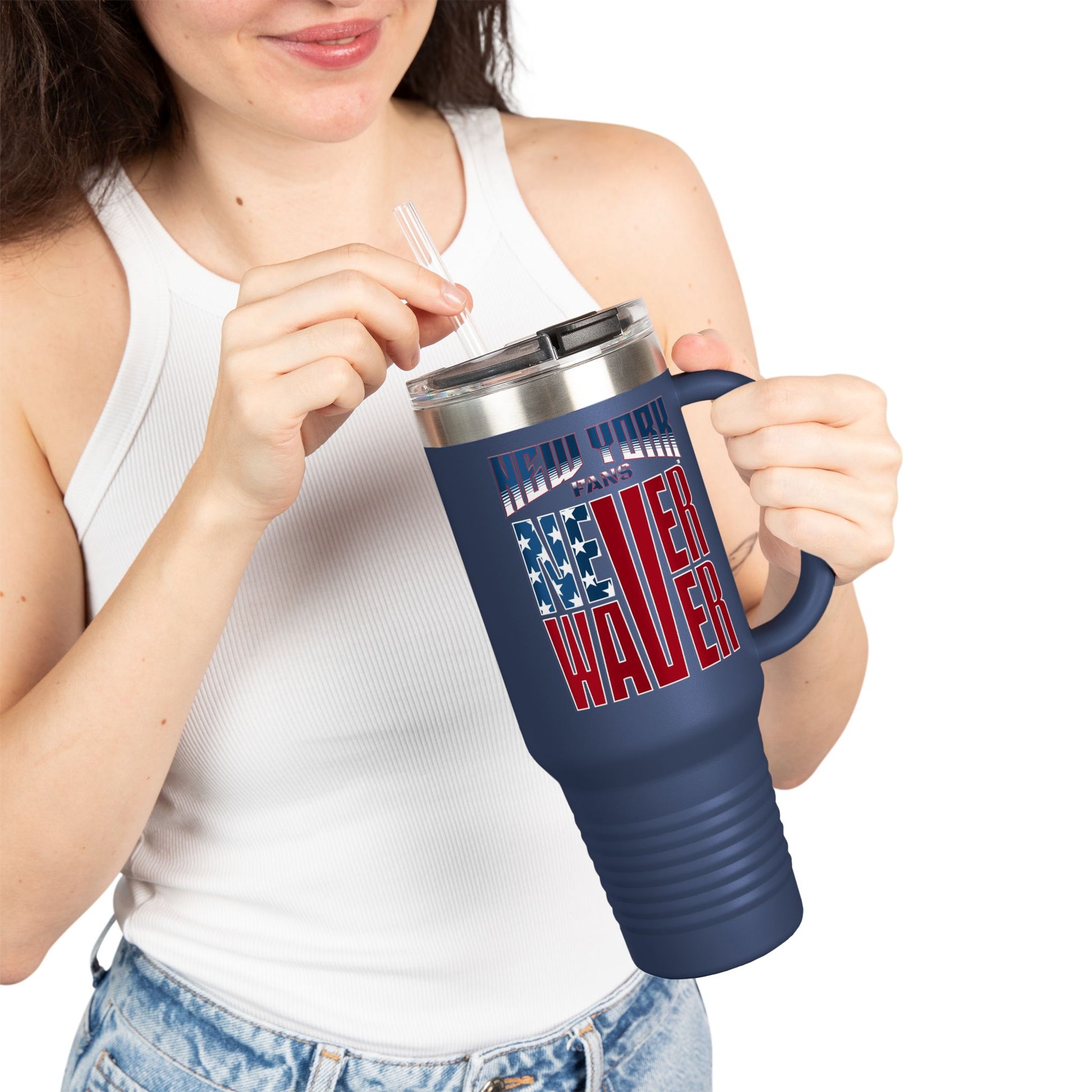 New York Fans Never Waver Insulated Travel Mug, 40oz - Never Waver