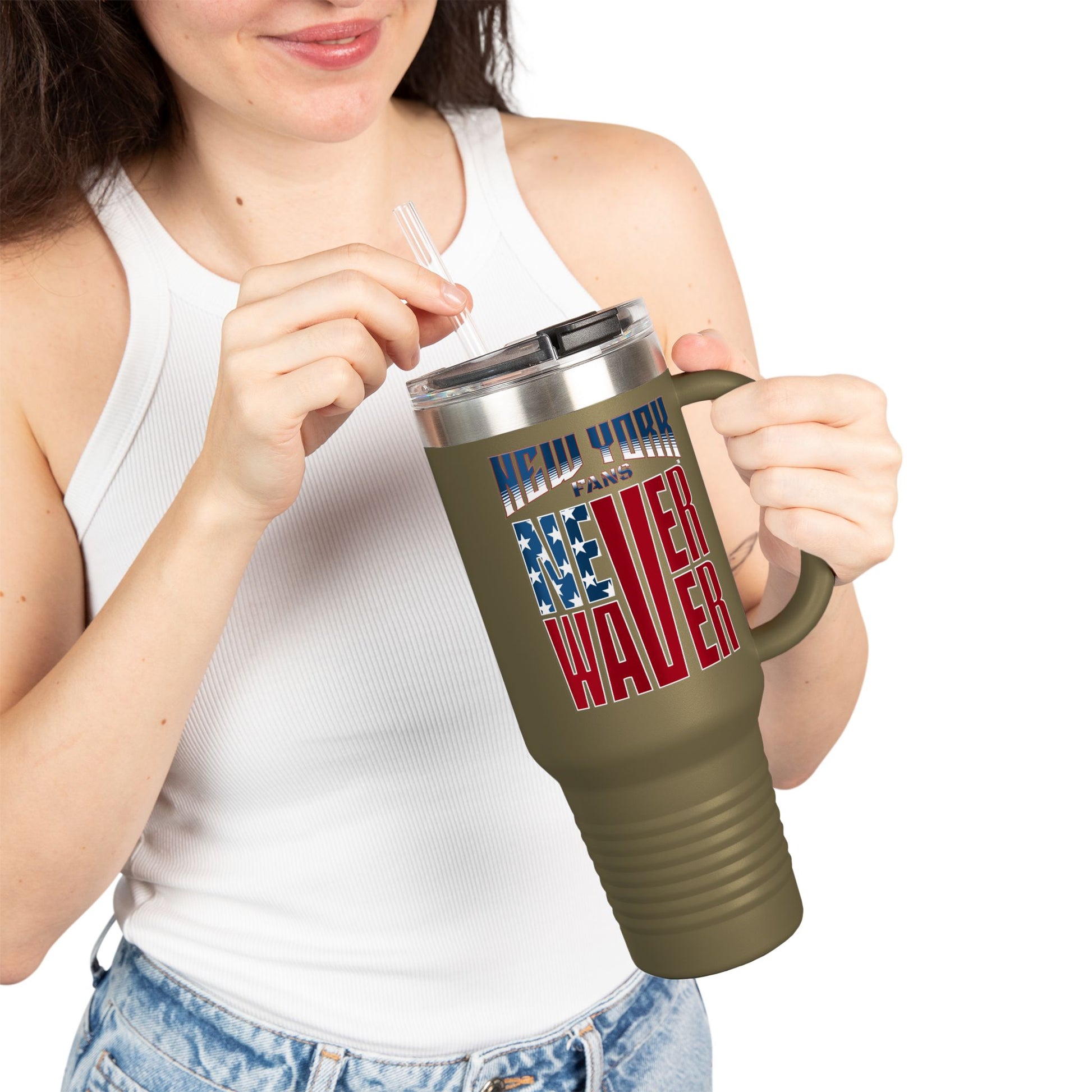 New York Fans Never Waver Insulated Travel Mug, 40oz - Never Waver