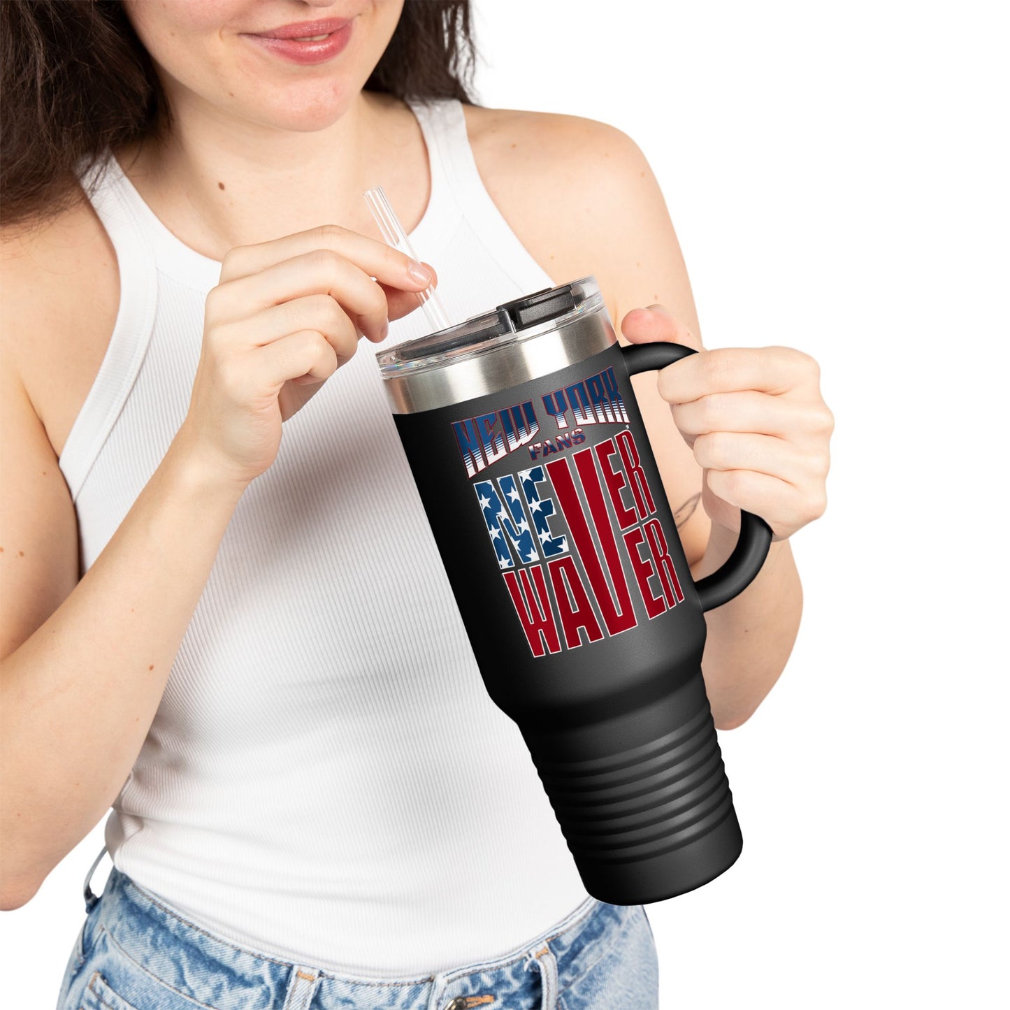 New York Fans Never Waver Insulated Travel Mug, 40oz - Never Waver