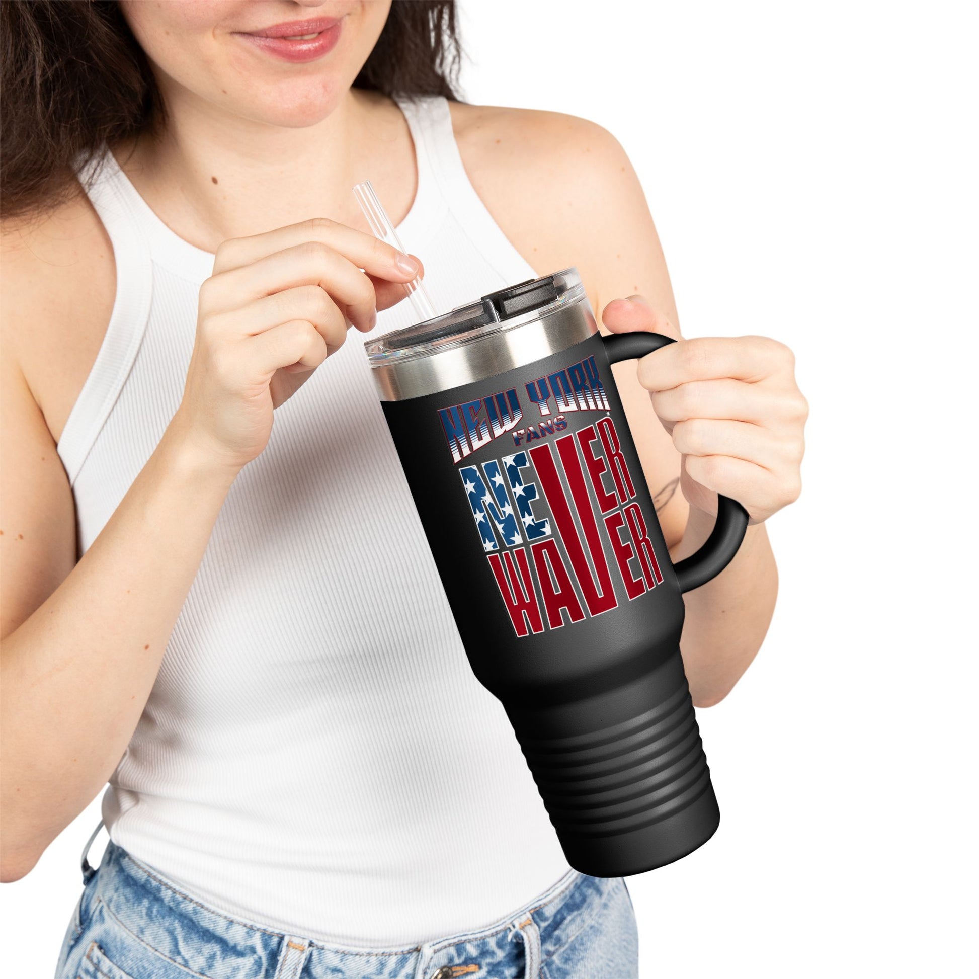 New York Fans Never Waver Insulated Travel Mug, 40oz - Never Waver