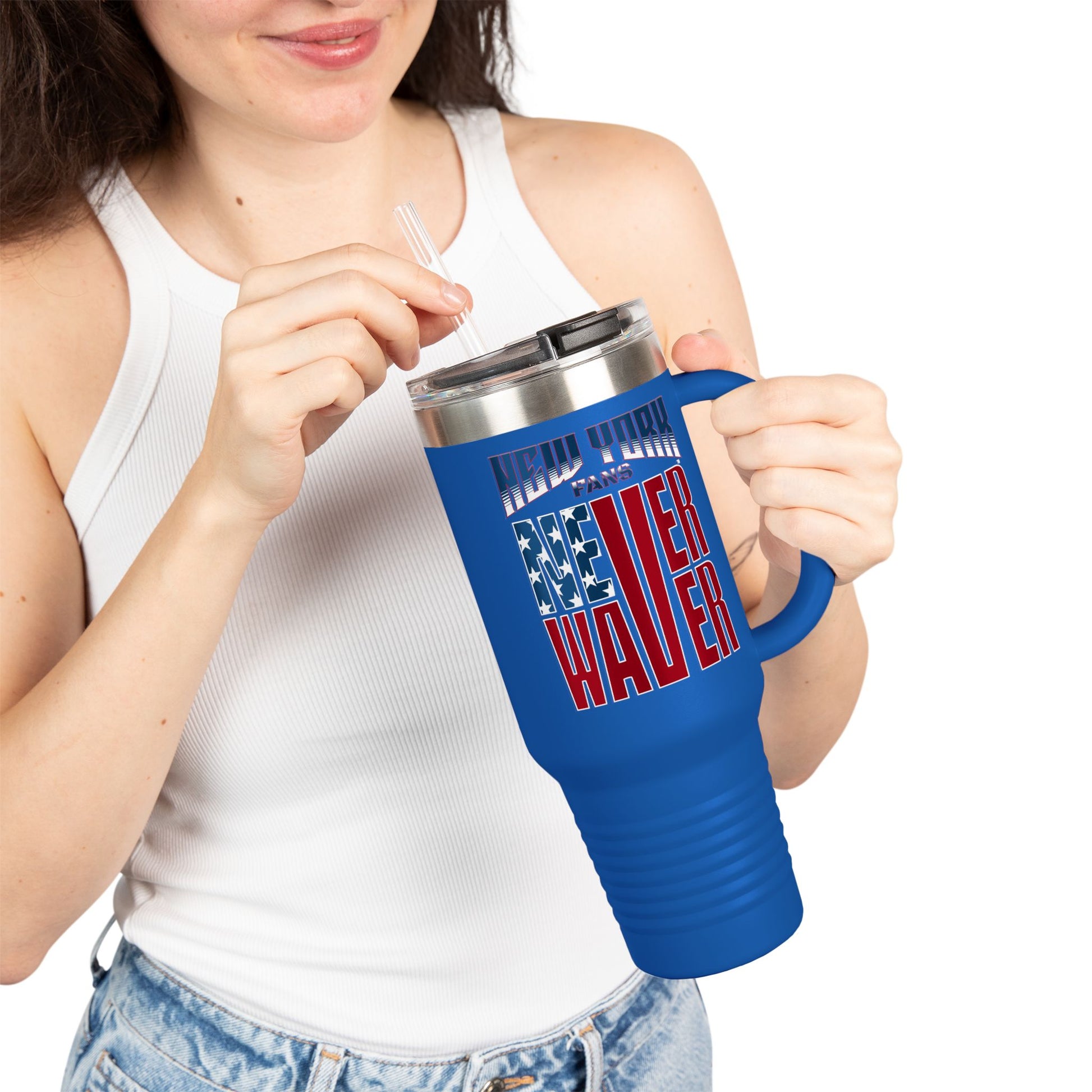 New York Fans Never Waver Insulated Travel Mug, 40oz - Never Waver