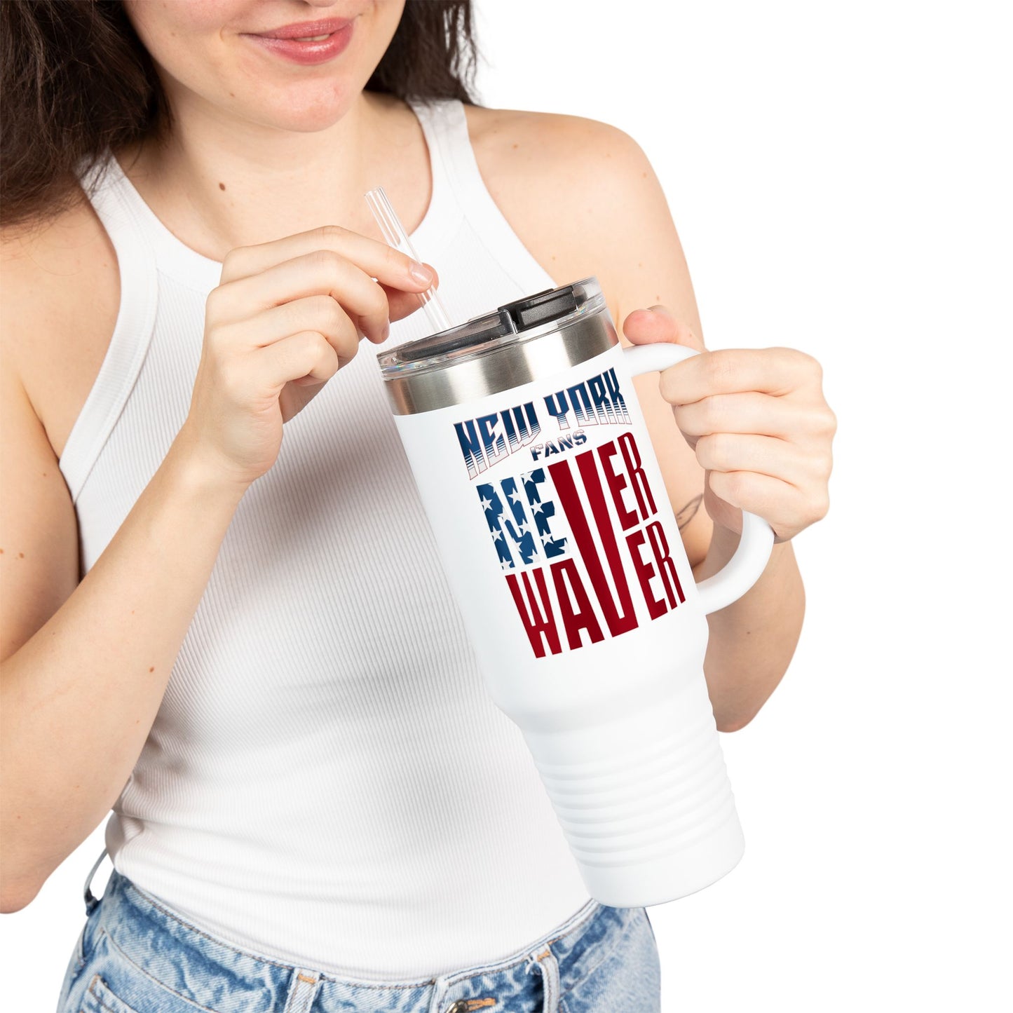 New York Fans Never Waver Insulated Travel Mug, 40oz - Never Waver