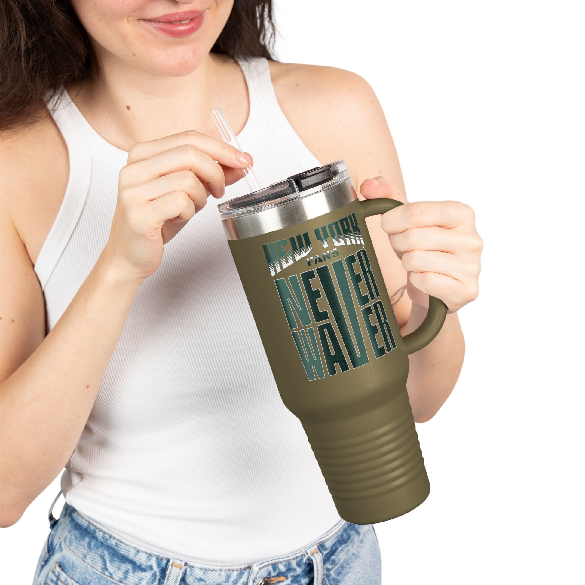 New York Fans Never Waver Insulated Travel Mug, 40oz - Never Waver