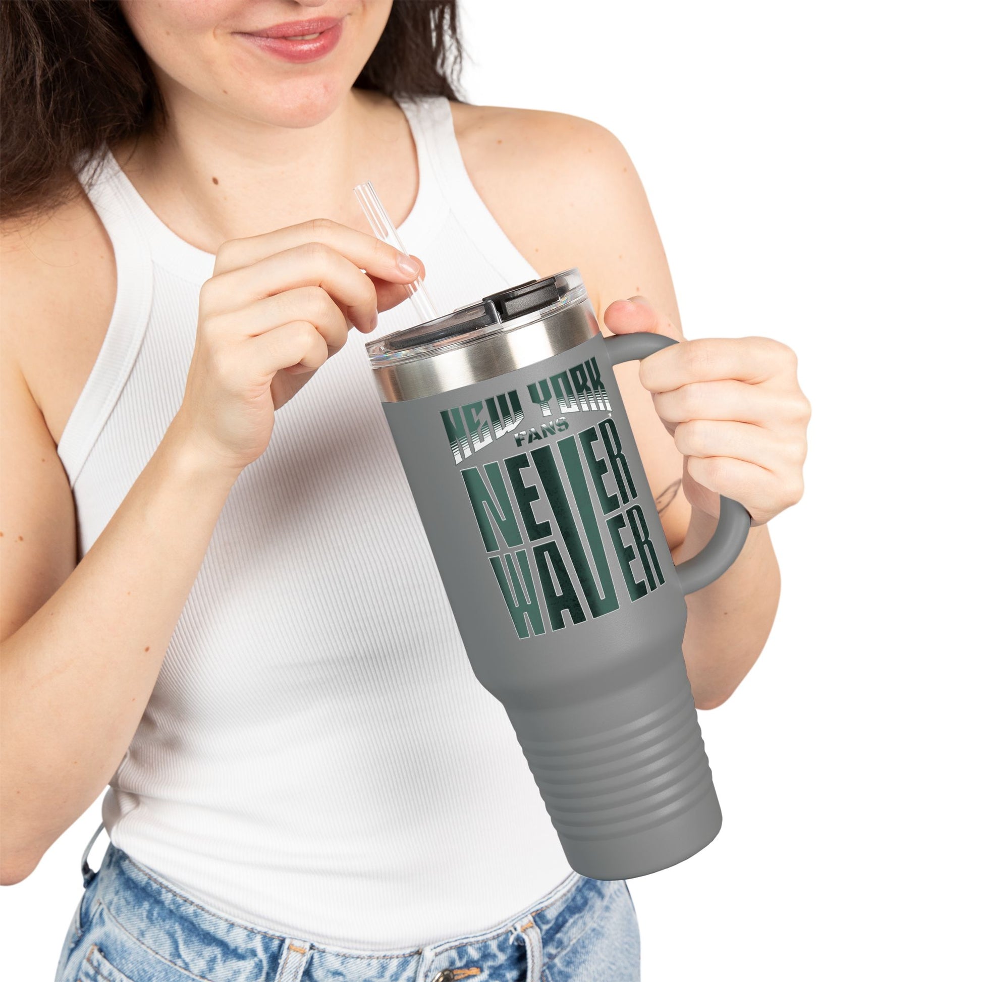 New York Fans Never Waver Insulated Travel Mug, 40oz - Never Waver