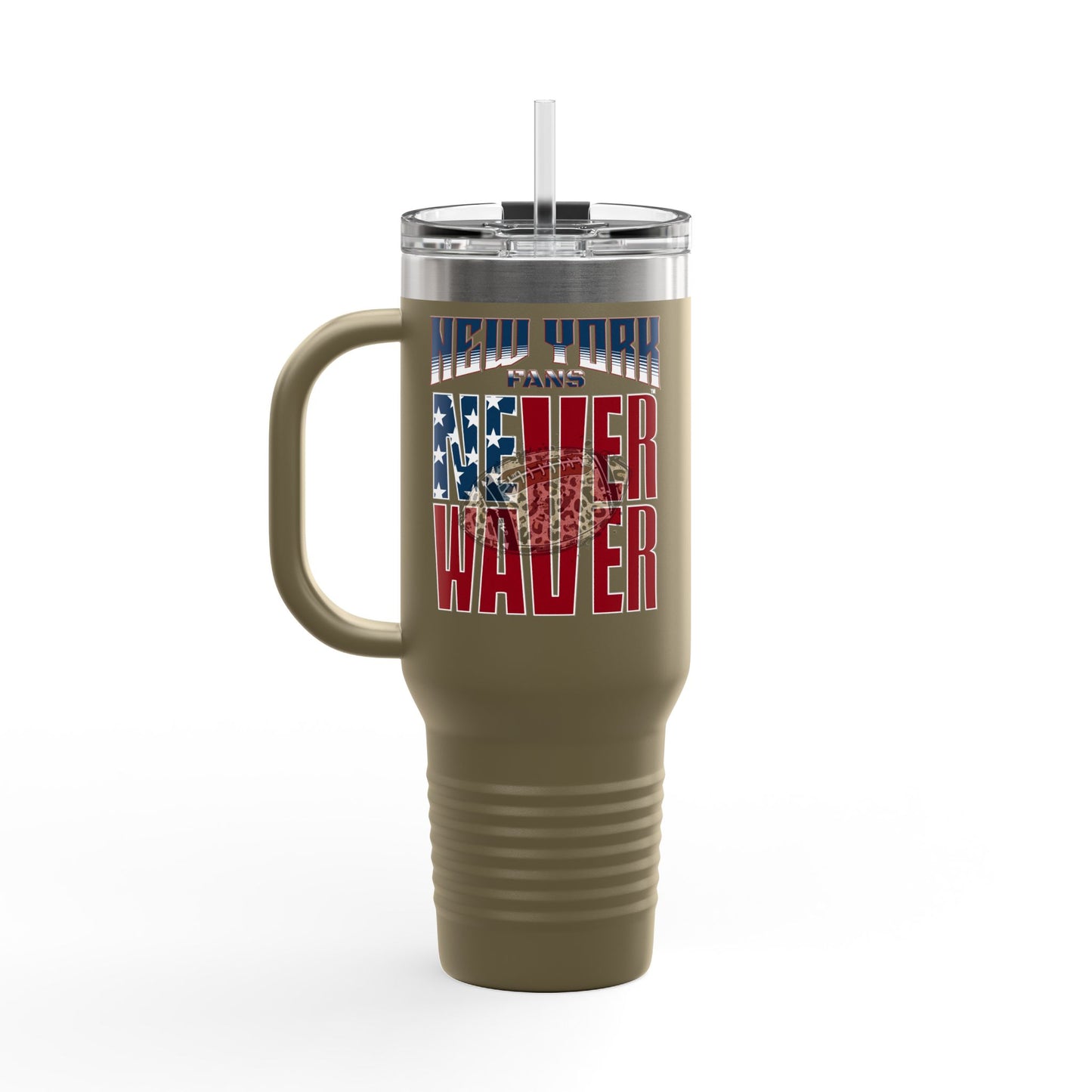 New York Fans Never Waver W-Leopard Football Insulated Travel Mug, 40oz - Never Waver