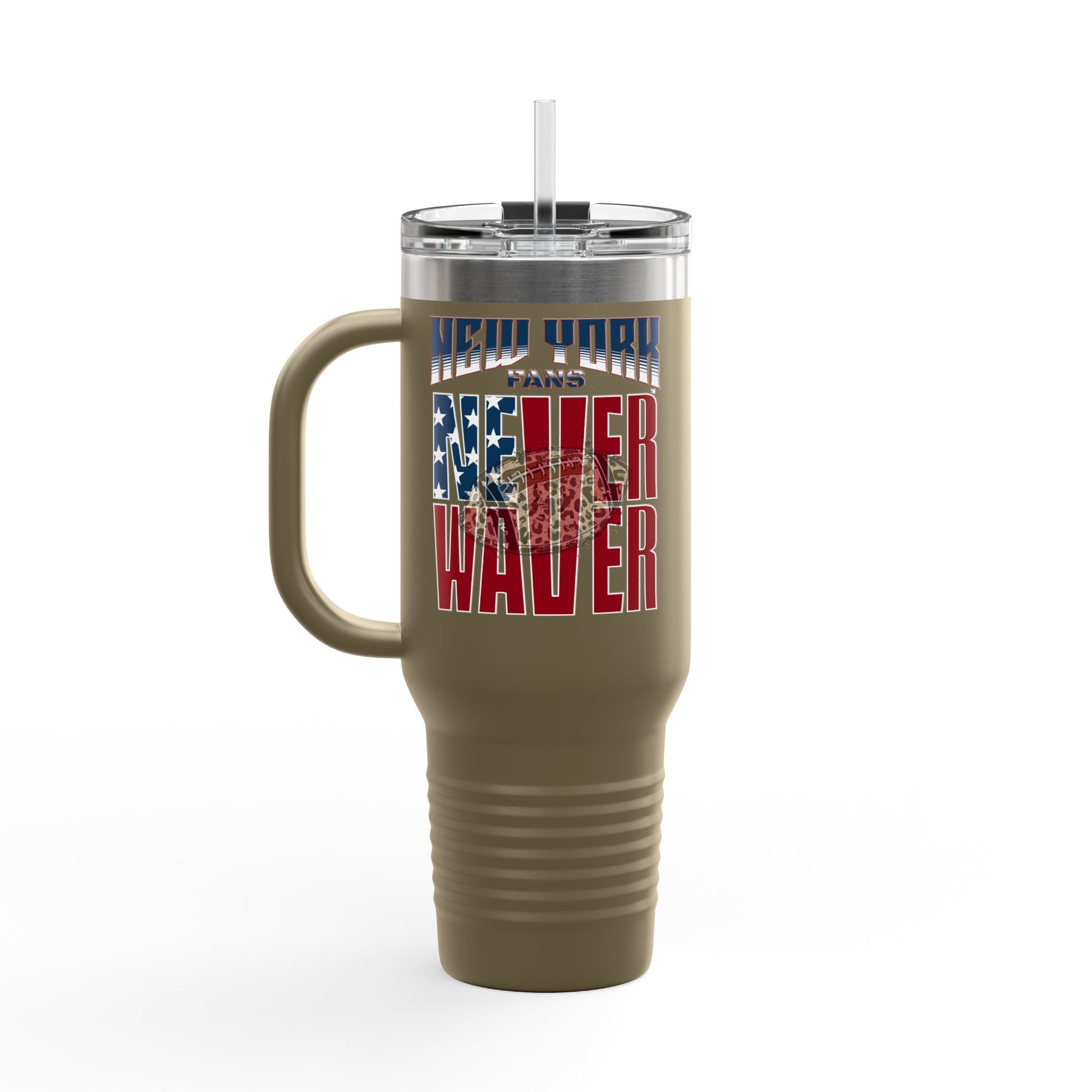 New York Fans Never Waver W-Leopard Football Insulated Travel Mug, 40oz - Never Waver