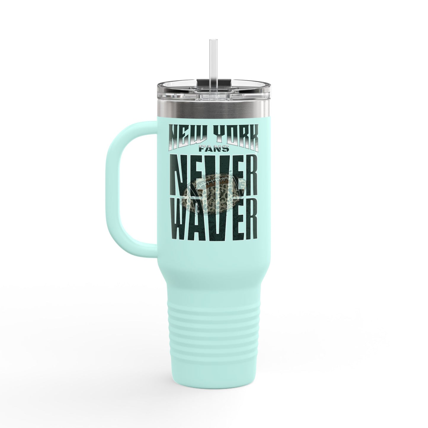 New York Fans Never Waver W-Leopard Football Insulated Travel Mug, 40oz - Never Waver