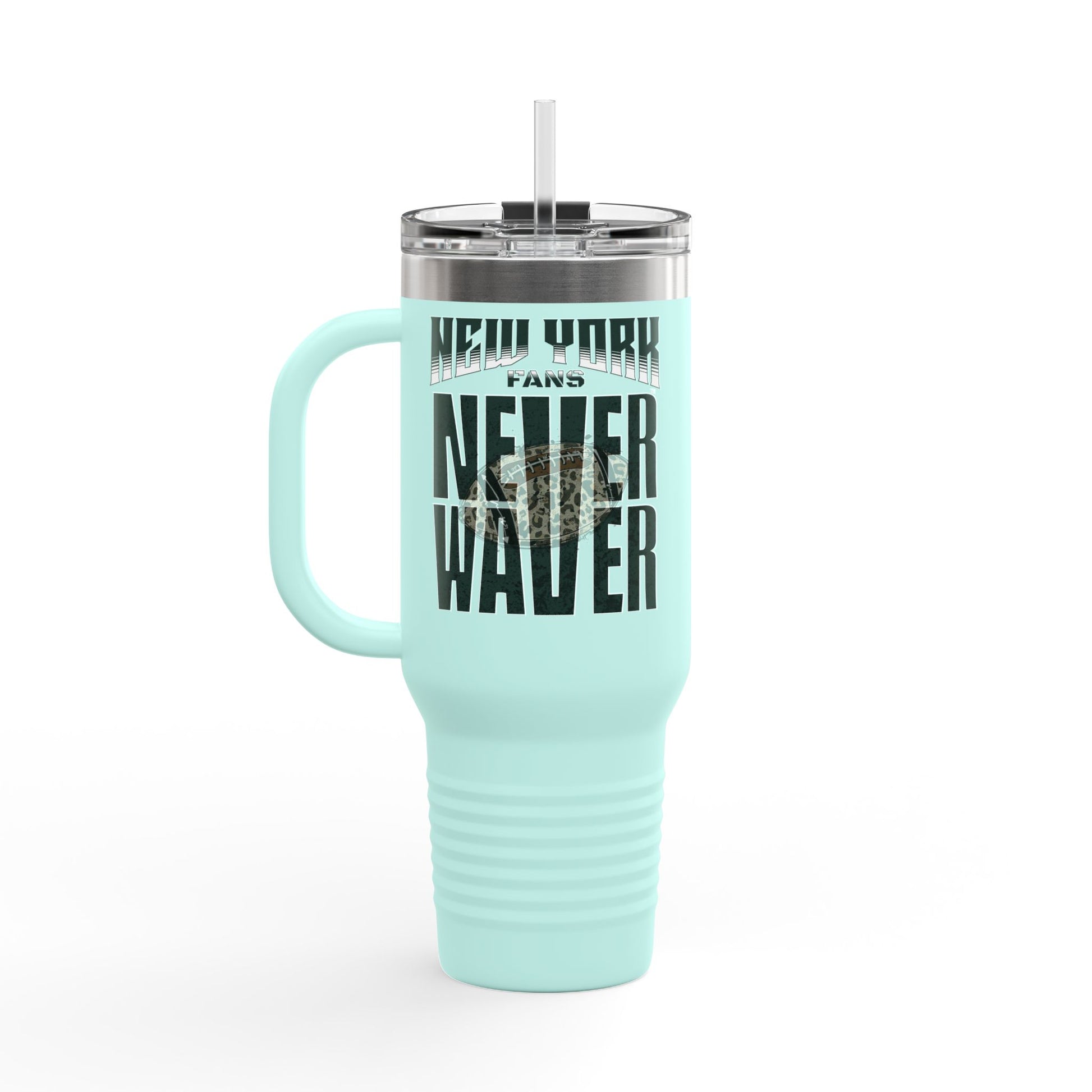 New York Fans Never Waver W-Leopard Football Insulated Travel Mug, 40oz - Never Waver