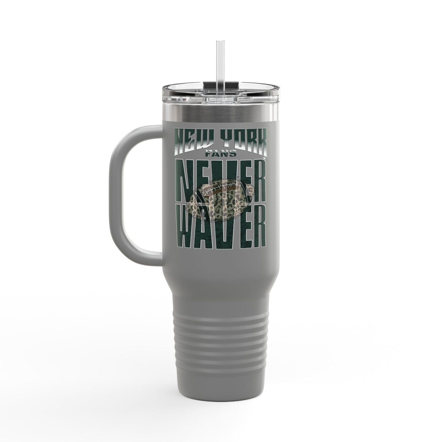 New York Fans Never Waver W-Leopard Football Insulated Travel Mug, 40oz - Never Waver