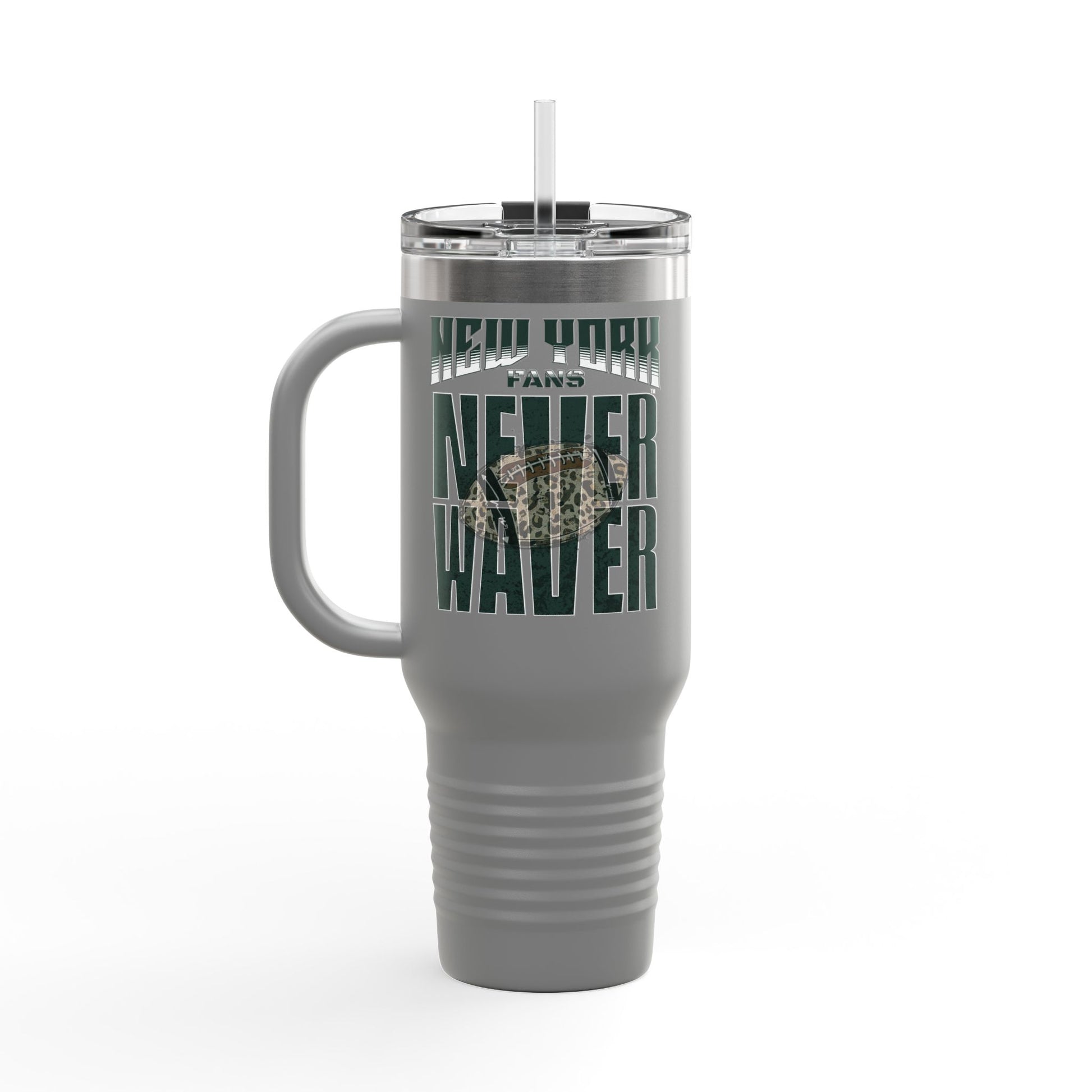 New York Fans Never Waver W-Leopard Football Insulated Travel Mug, 40oz - Never Waver