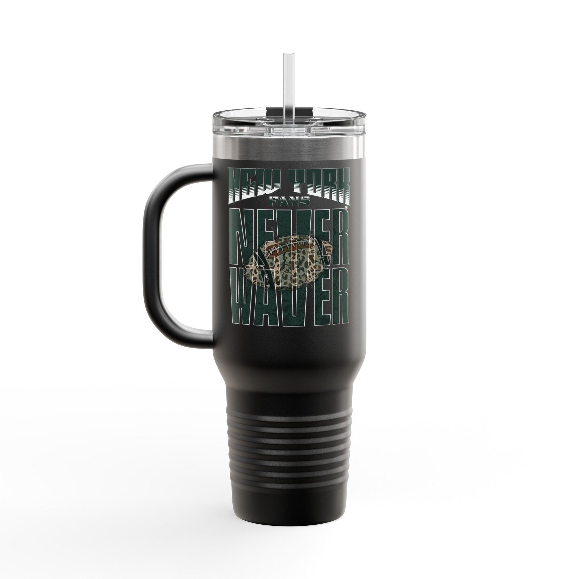 New York Fans Never Waver W-Leopard Football Insulated Travel Mug, 40oz - Never Waver