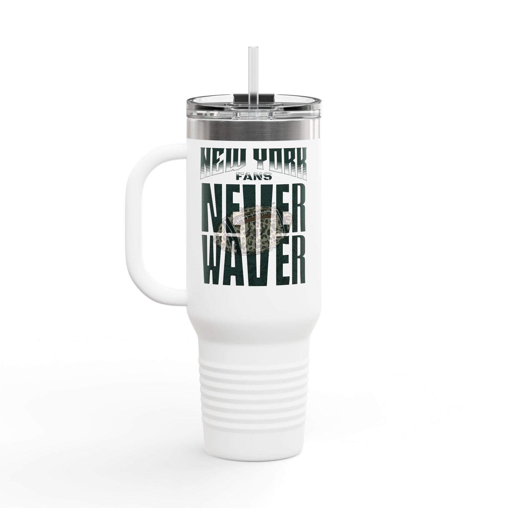 New York Fans Never Waver W-Leopard Football Insulated Travel Mug, 40oz - Never Waver