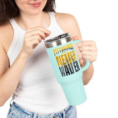 Pittsburgh Fans Never Waver with leopard football Insulated Travel Mug, 40oz - Never Waver