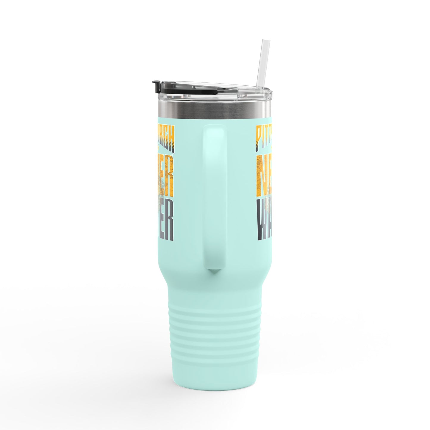 Pittsburgh Fans Never Waver with leopard football Insulated Travel Mug, 40oz - Never Waver