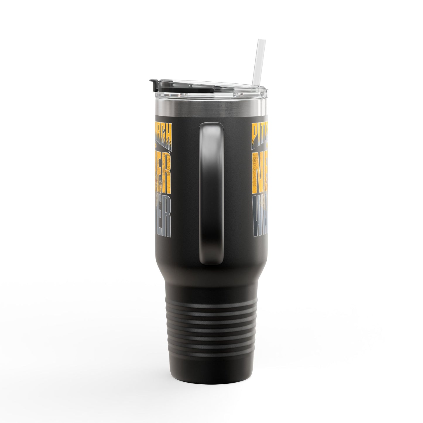 Pittsburgh Fans Never Waver with leopard football Insulated Travel Mug, 40oz - Never Waver
