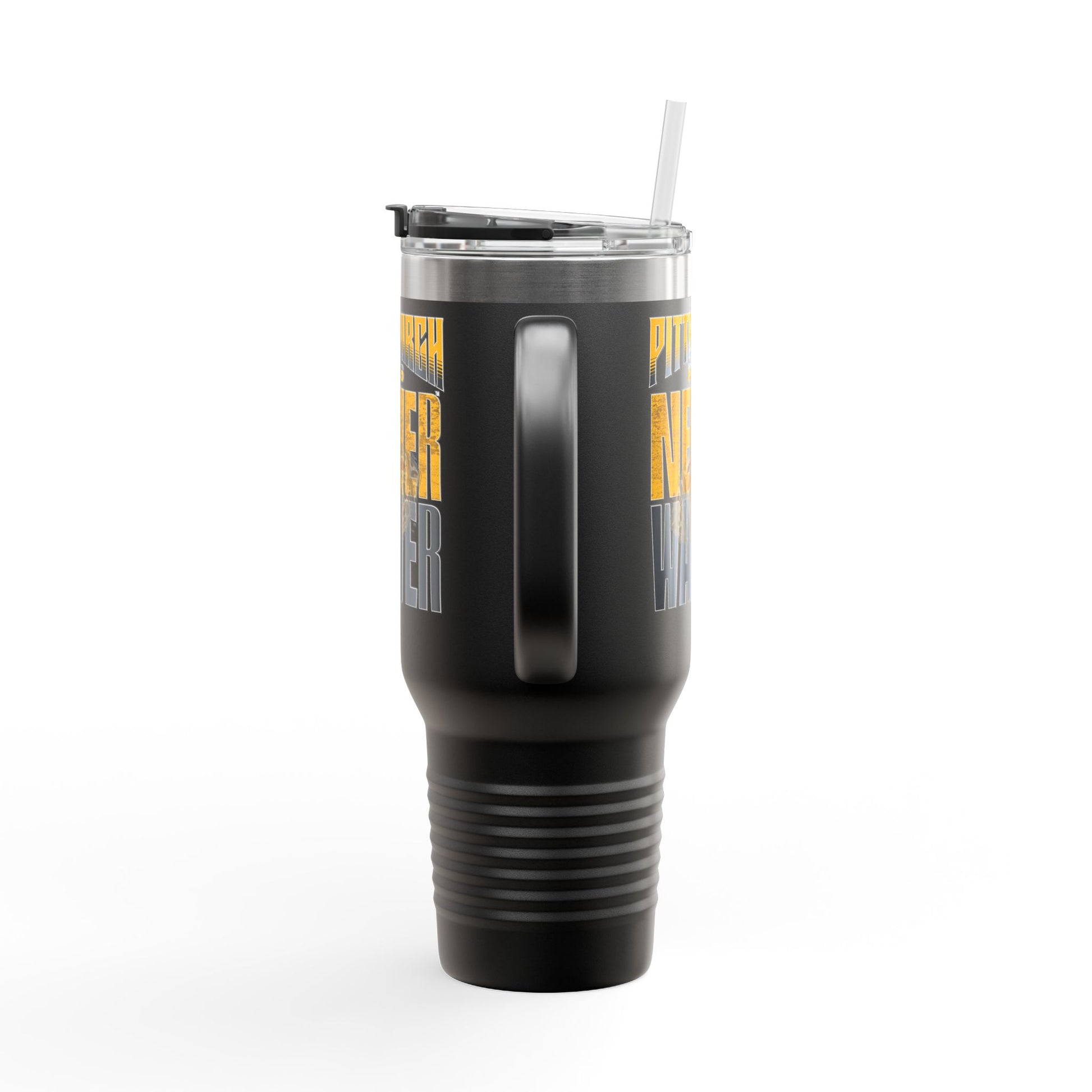 Pittsburgh Fans Never Waver with leopard football Insulated Travel Mug, 40oz - Never Waver