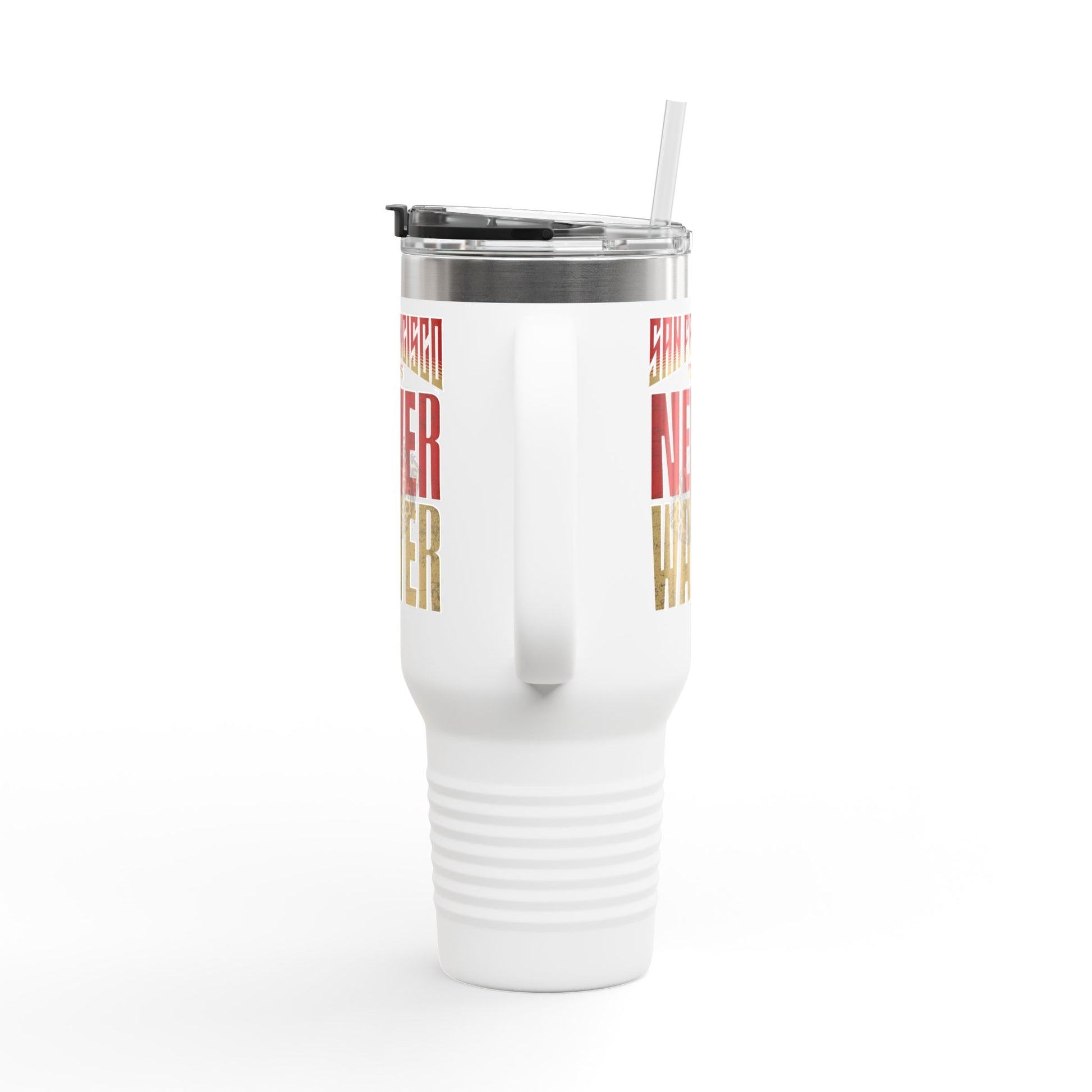 San Francisco Fans Never Waver with leopard football Insulated Travel Mug, 40oz - Never Waver