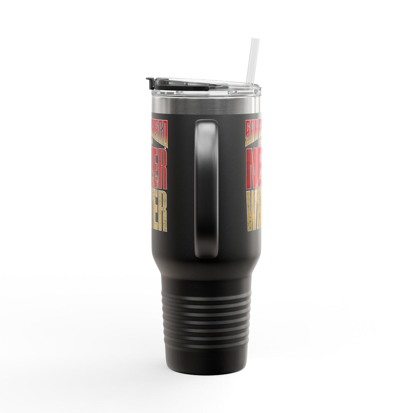 San Francisco Fans Never Waver with leopard football Insulated Travel Mug, 40oz - Never Waver