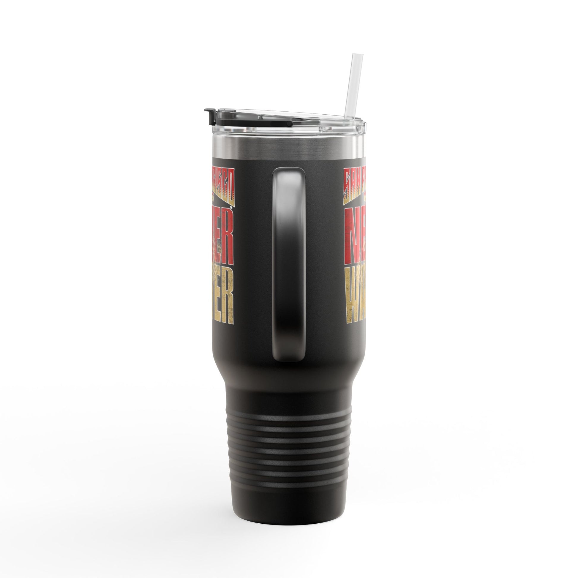 San Francisco Fans Never Waver with leopard football Insulated Travel Mug, 40oz - Never Waver