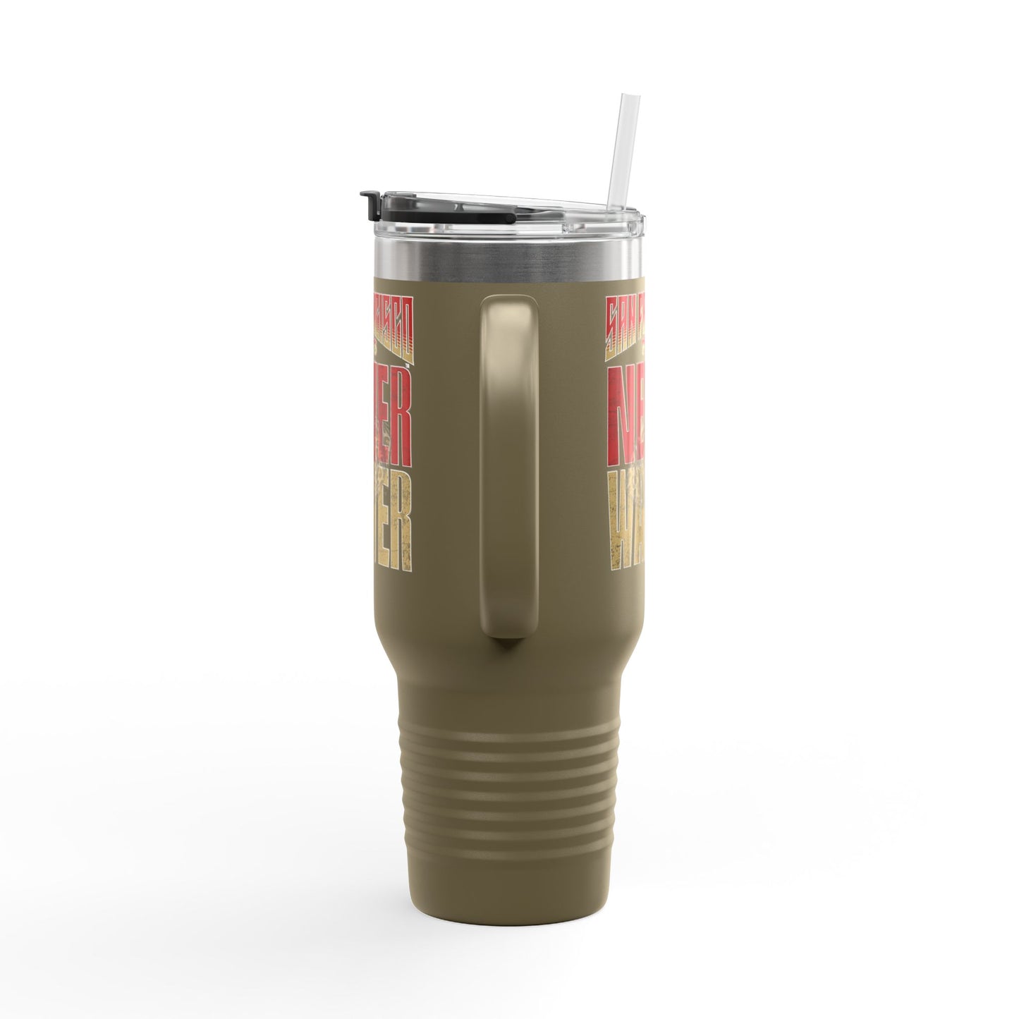 San Francisco Fans Never Waver with leopard football Insulated Travel Mug, 40oz - Never Waver