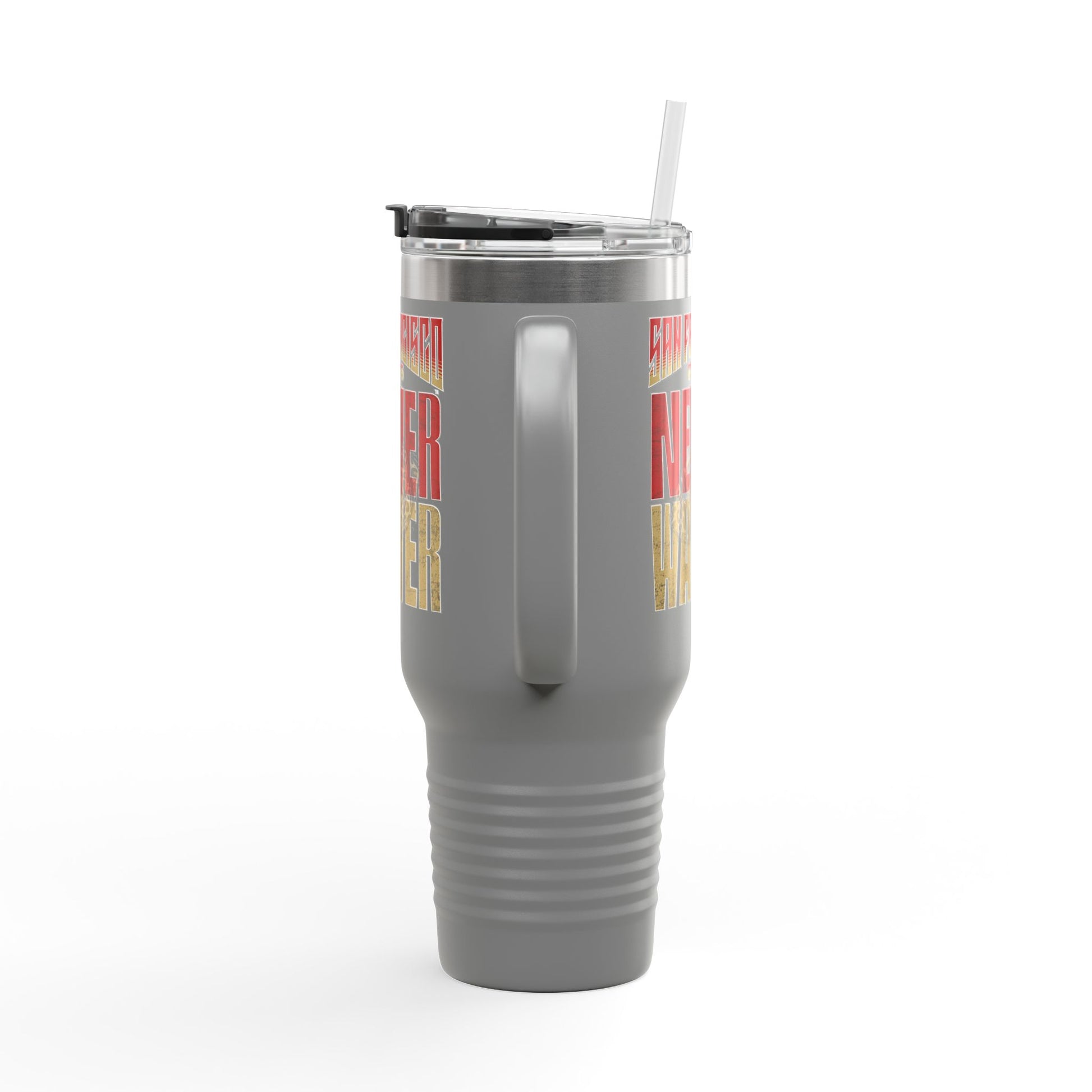 San Francisco Fans Never Waver with leopard football Insulated Travel Mug, 40oz - Never Waver