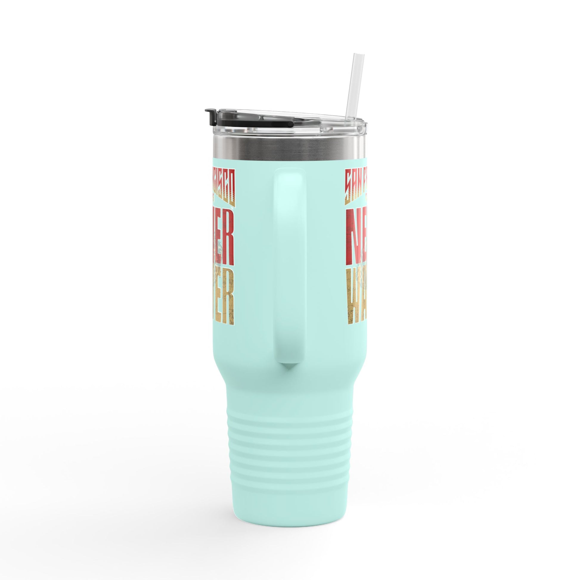 San Francisco Fans Never Waver with leopard football Insulated Travel Mug, 40oz - Never Waver