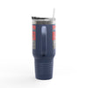 Tampa Bay Fans Never Waver with leopard football Insulated Travel Mug, 40oz - Never Waver