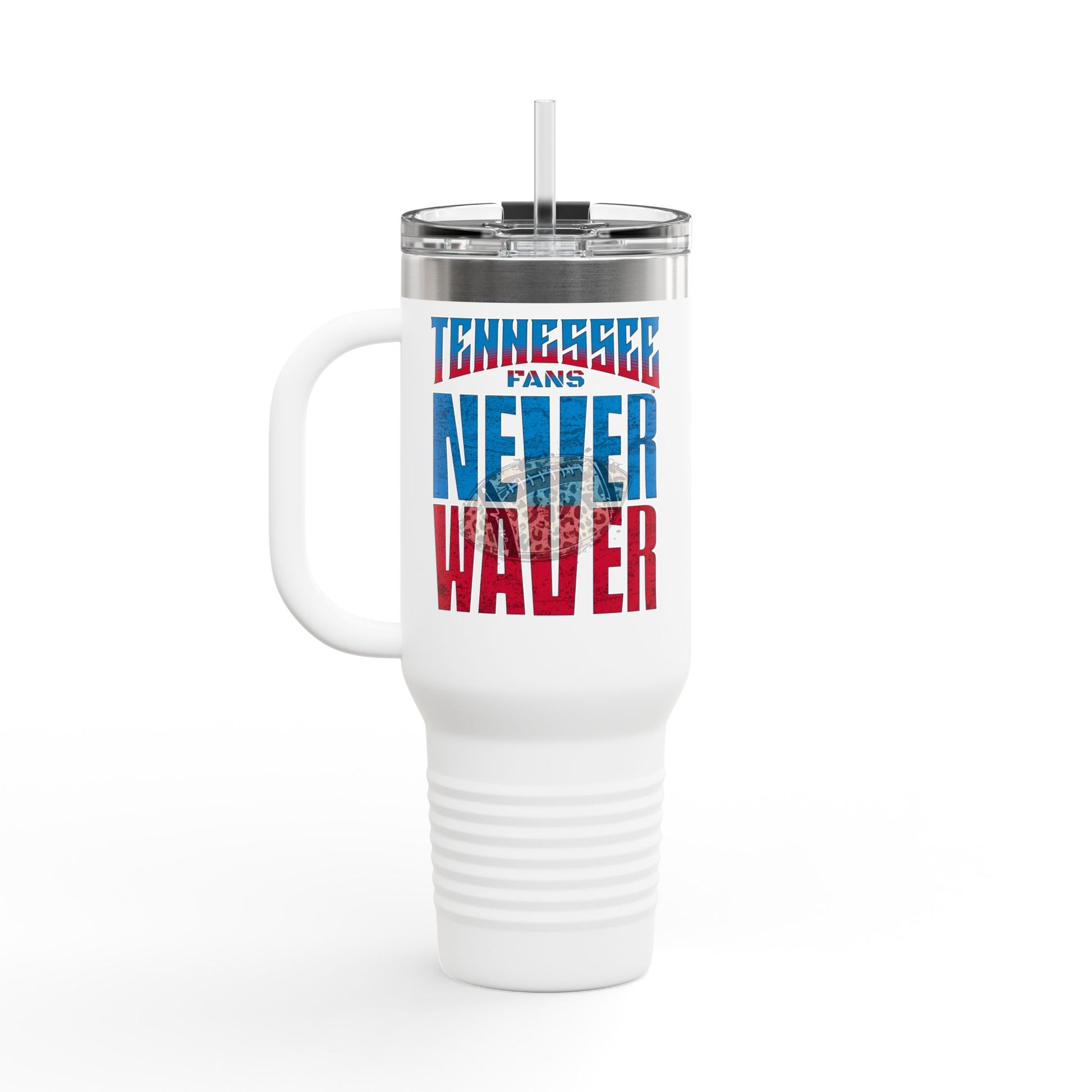 Tennessee Fans Never Waver W-Leopard Football Insulated Travel Mug, 40oz - Never Waver