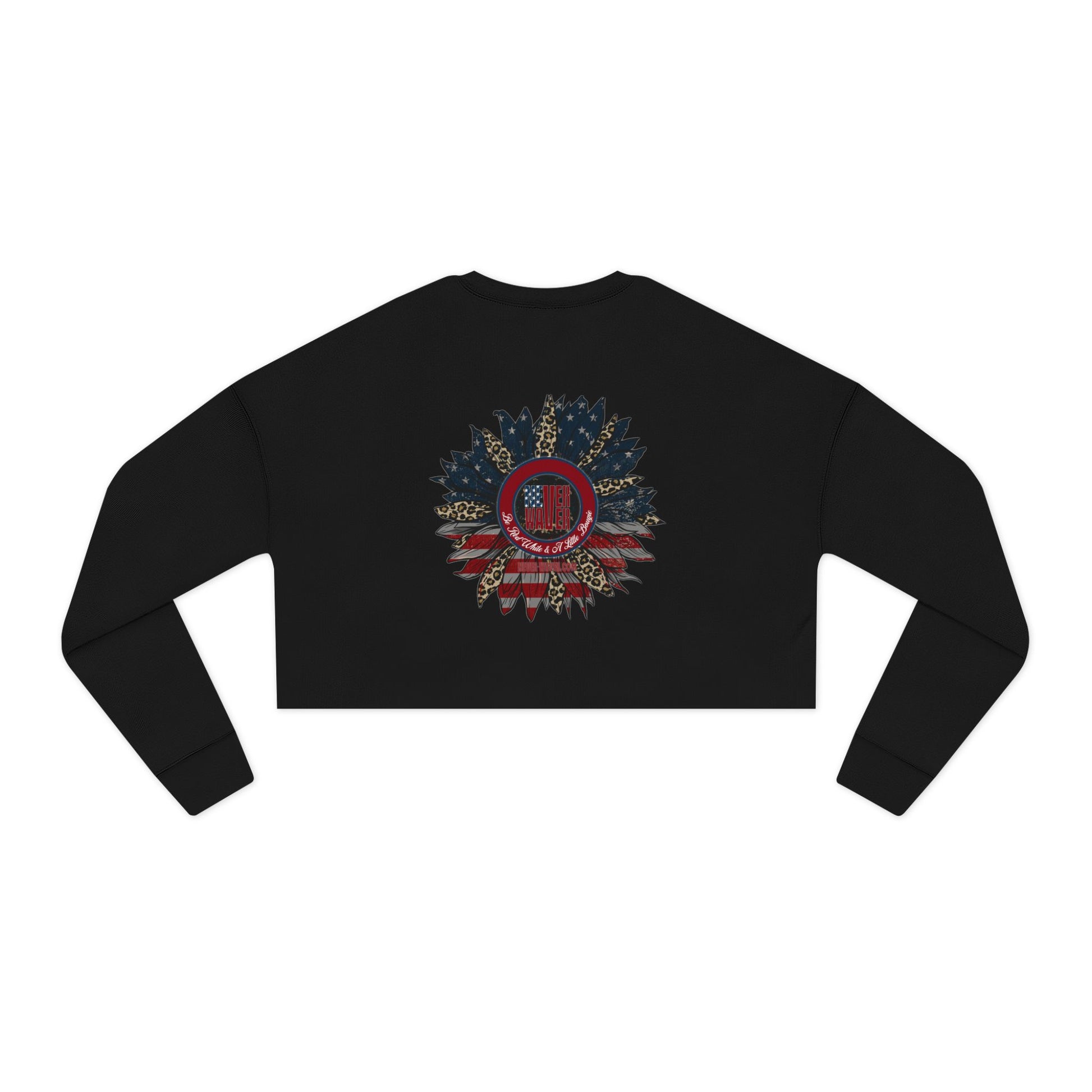 Never Waver Be Red White and A Little Bougie, Women's Cropped Sweatshirt - Bohemian Floral Design for Cozy Style - Never Waver