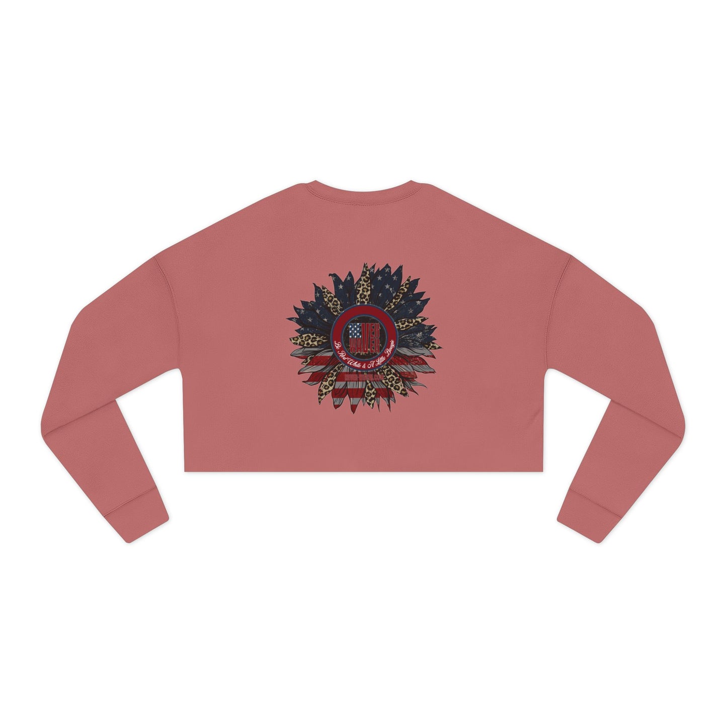 Never Waver Be Red White and A Little Bougie, Women's Cropped Sweatshirt - Bohemian Floral Design for Cozy Style - Never Waver