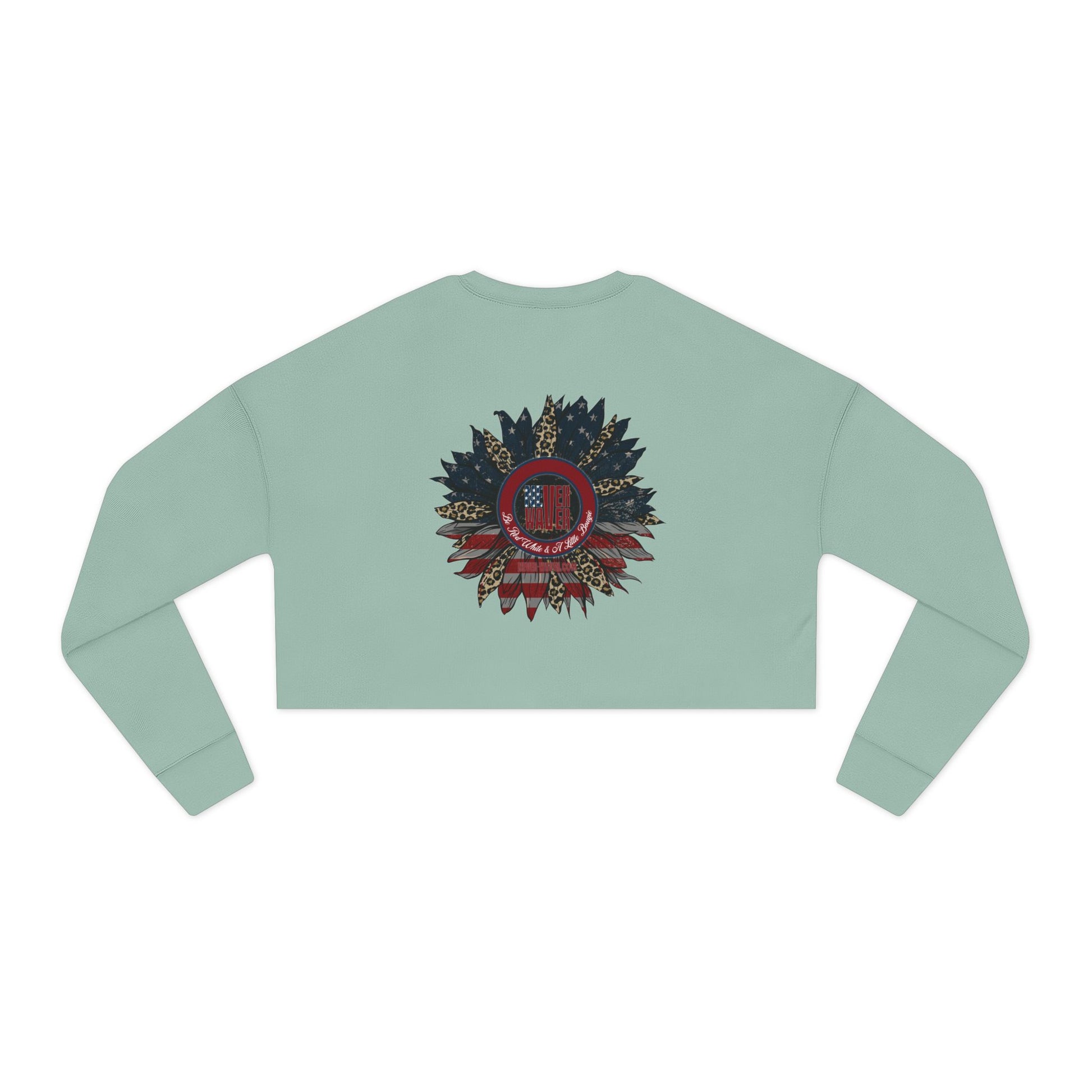 Never Waver Be Red White and A Little Bougie, Women's Cropped Sweatshirt - Bohemian Floral Design for Cozy Style - Never Waver
