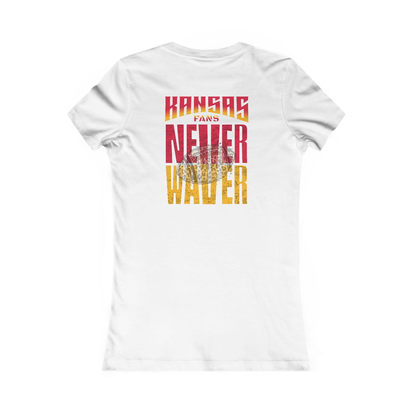 Kansas Fans Never Waver W-Leopard Football Women's Favorite Tee - Never Waver