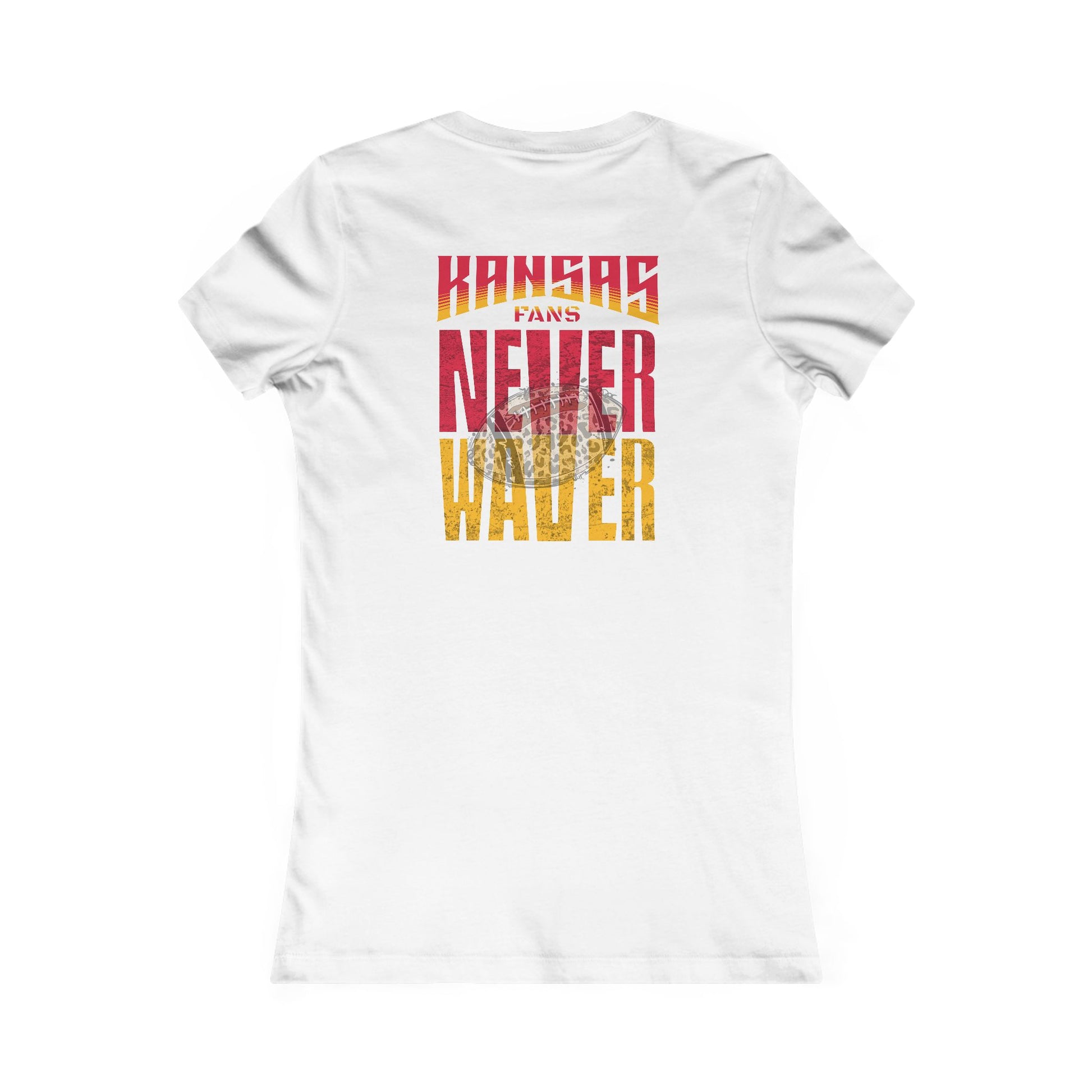 Kansas Fans Never Waver W-Leopard Football Women's Favorite Tee - Never Waver