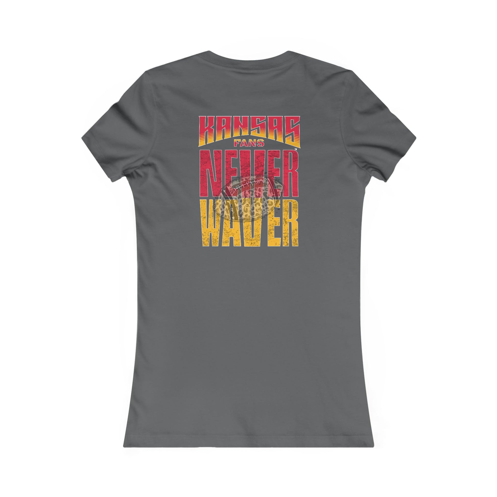 Kansas Fans Never Waver W-Leopard Football Women's Favorite Tee - Never Waver