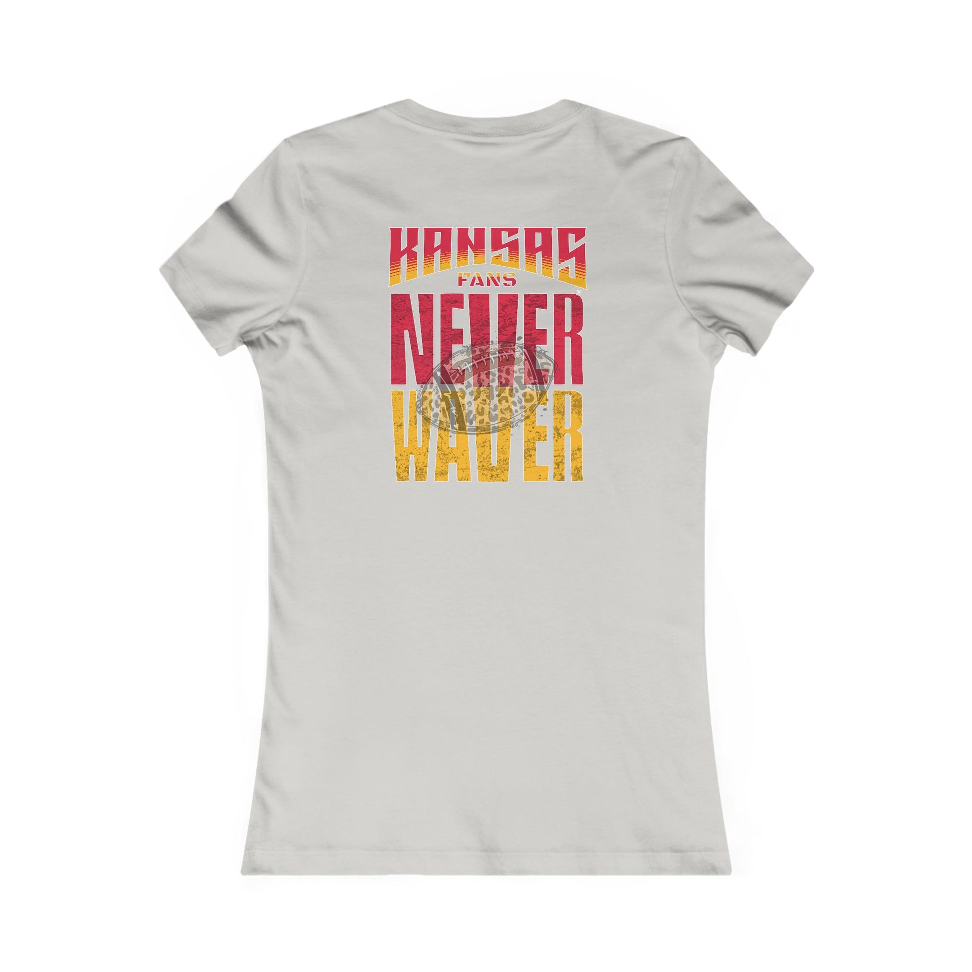 Kansas Fans Never Waver W-Leopard Football Women's Favorite Tee - Never Waver
