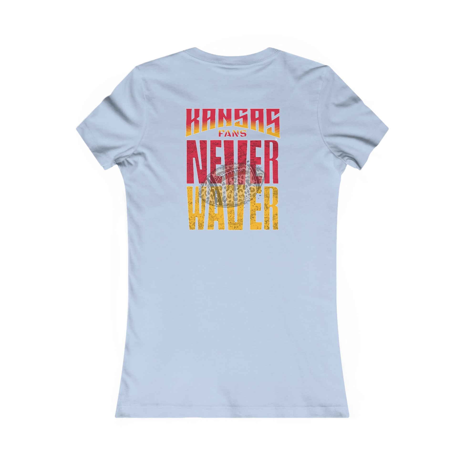 Kansas Fans Never Waver W-Leopard Football Women's Favorite Tee - Never Waver