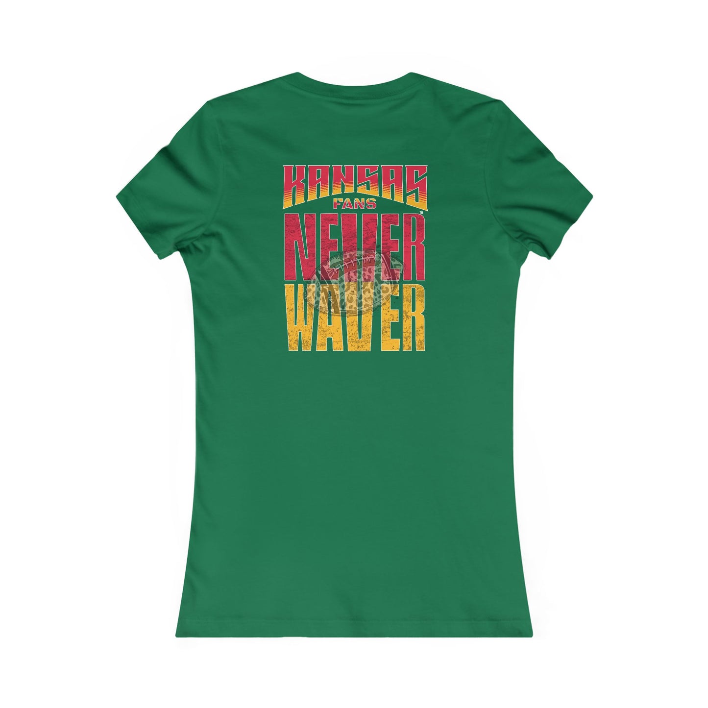 Kansas Fans Never Waver W-Leopard Football Women's Favorite Tee - Never Waver