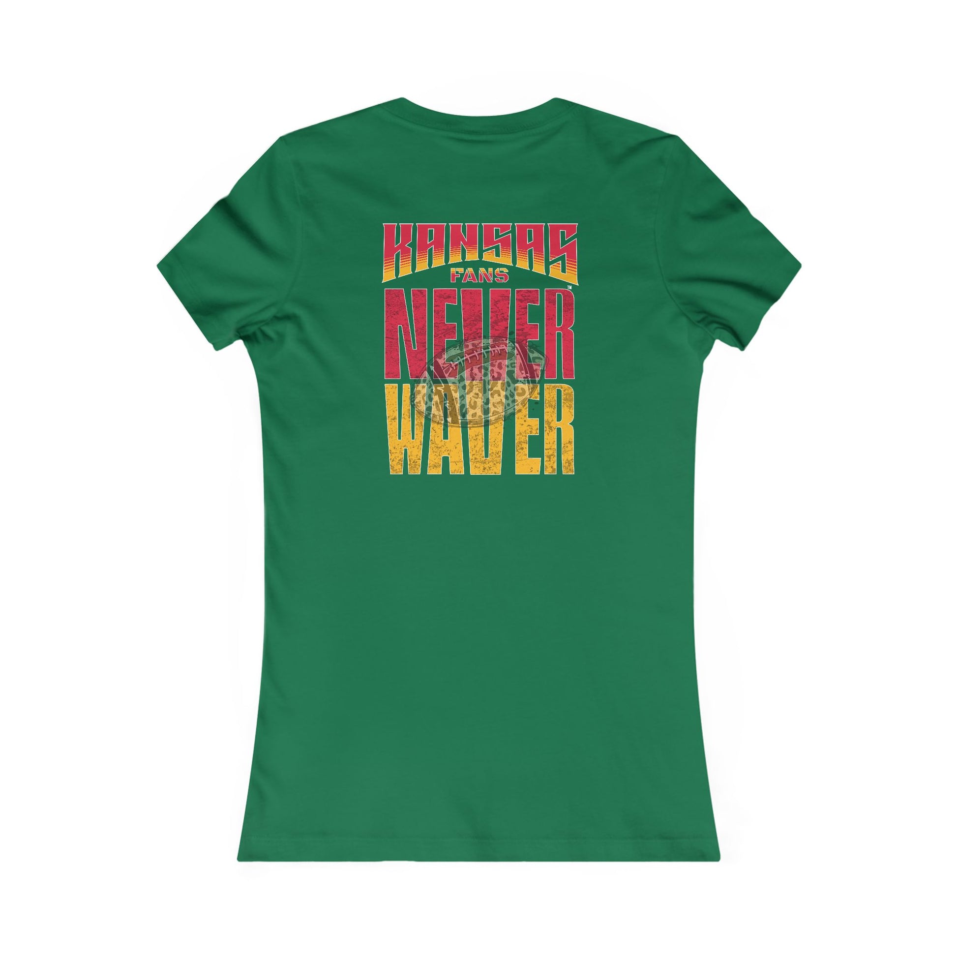 Kansas Fans Never Waver W-Leopard Football Women's Favorite Tee - Never Waver