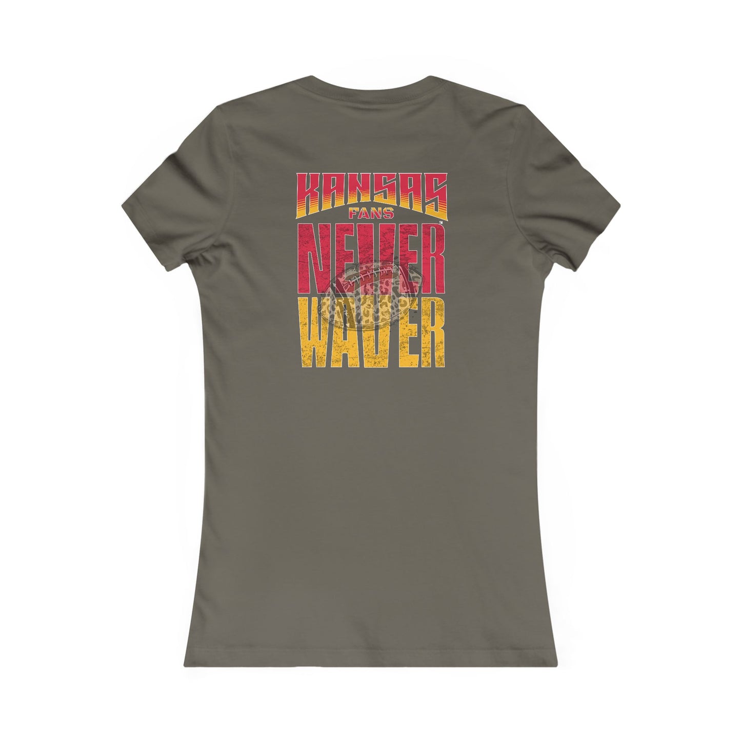 Kansas Fans Never Waver W-Leopard Football Women's Favorite Tee - Never Waver