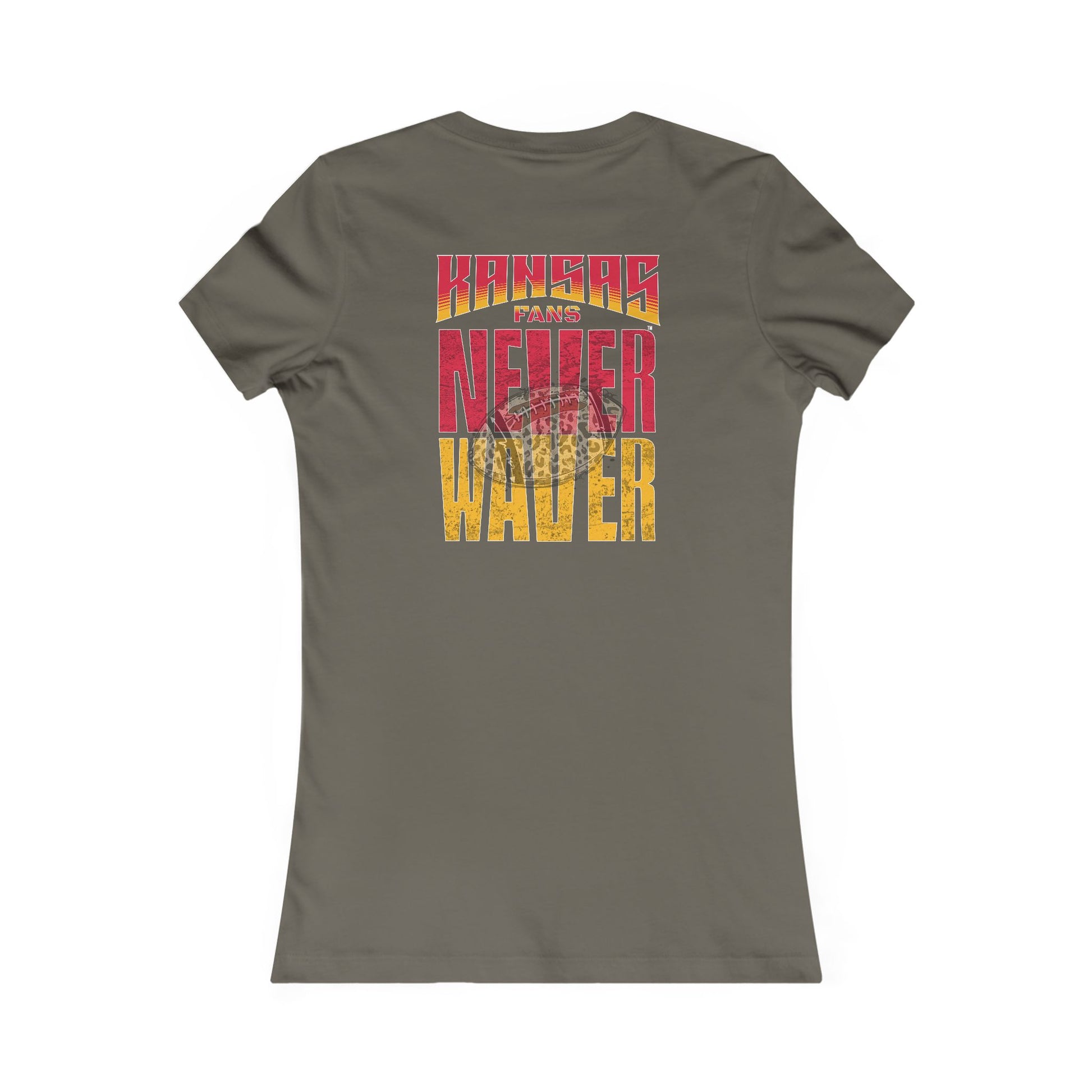 Kansas Fans Never Waver W-Leopard Football Women's Favorite Tee - Never Waver