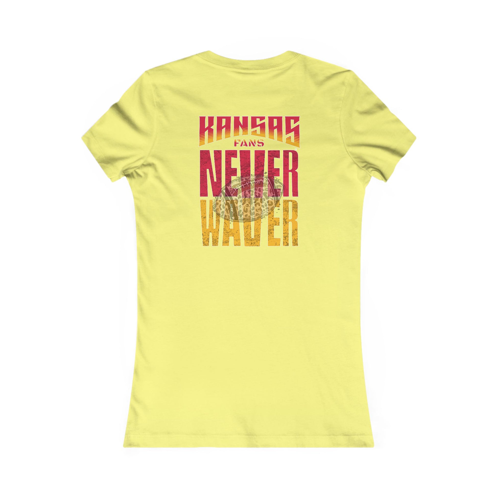 Kansas Fans Never Waver W-Leopard Football Women's Favorite Tee - Never Waver